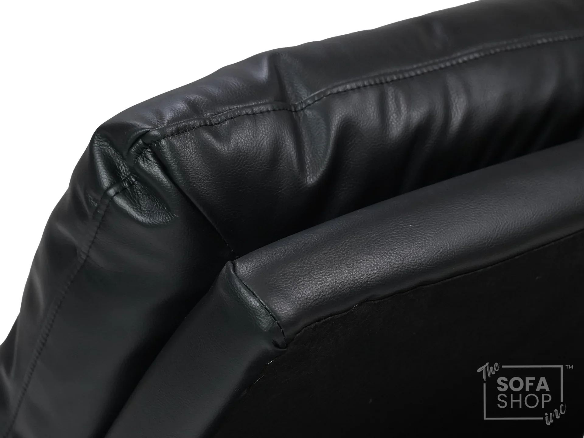 Black Leather Cushion Top Footstool - Bari - Image 5