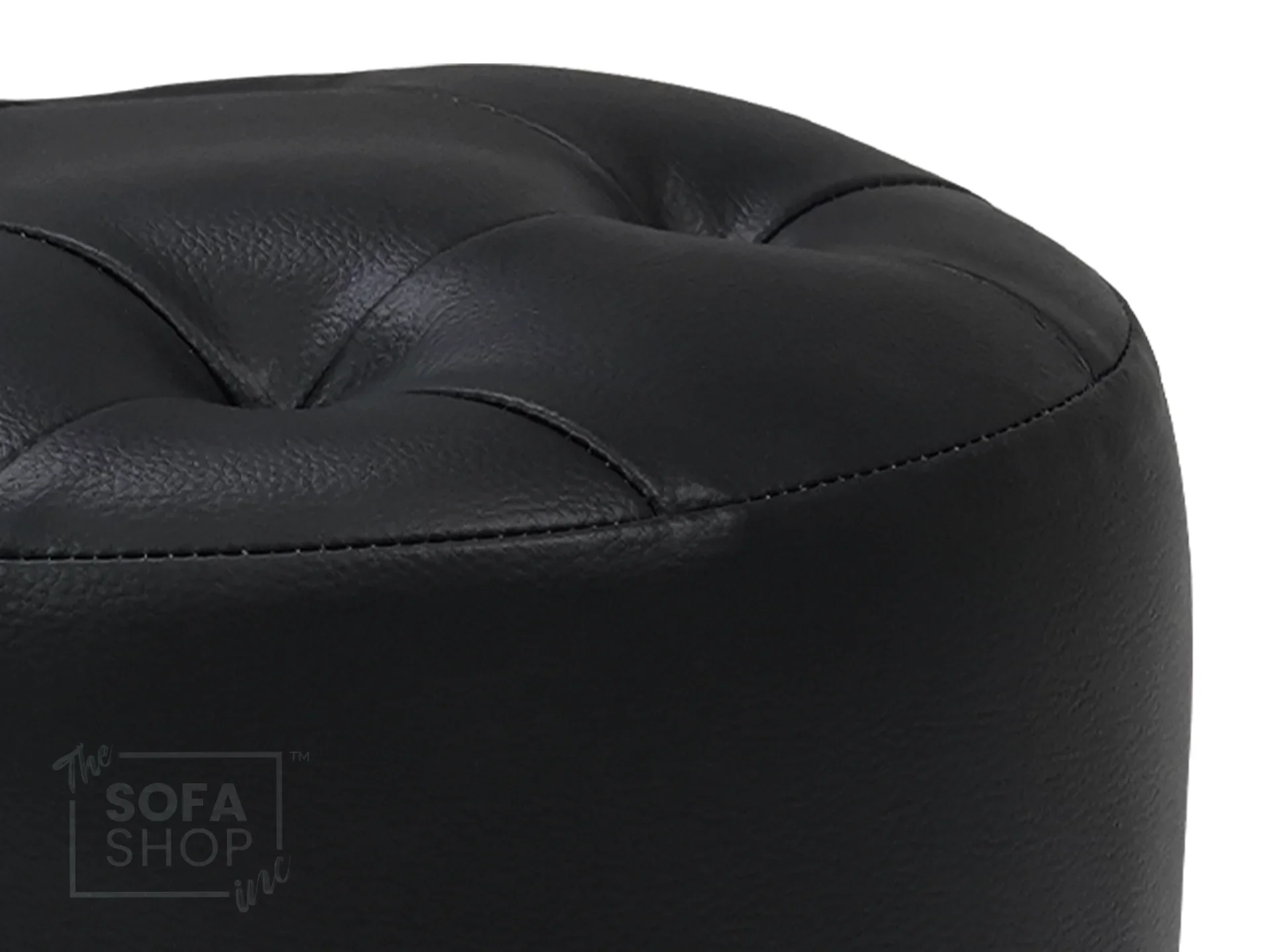 Black Leather Small Footstool - Vaneto - Image 3