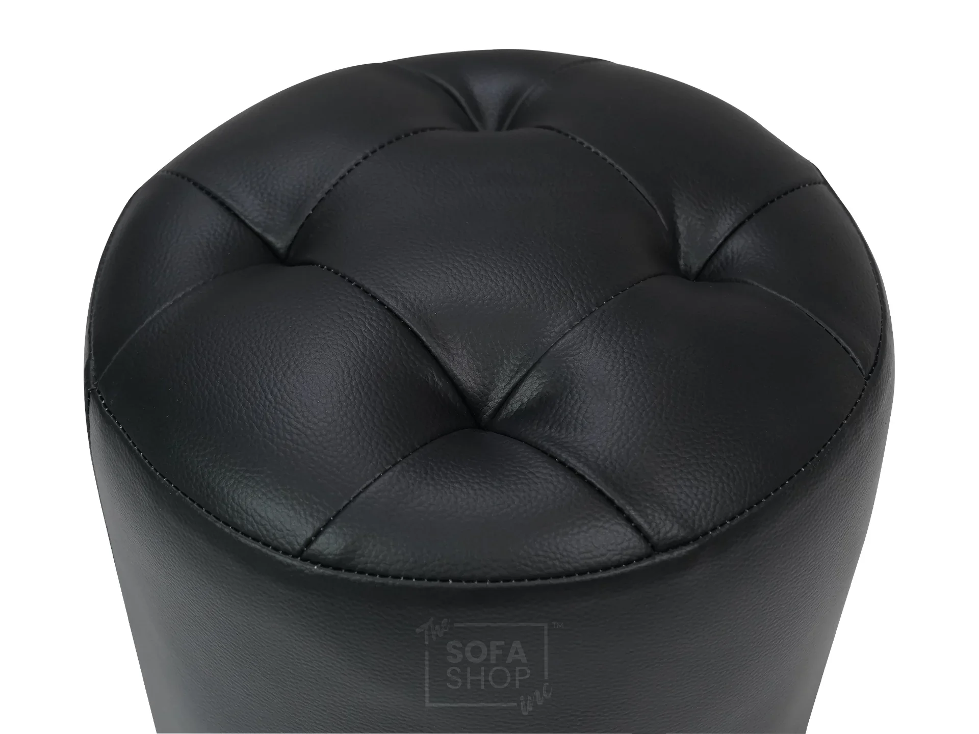Black Leather Small Footstool - Vaneto - Image 6