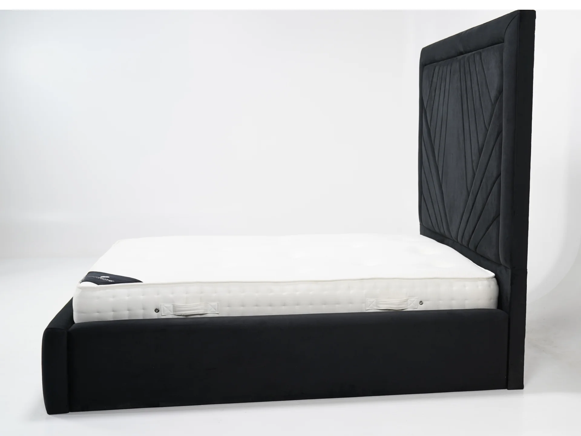 Black Plush Diamond Quilted Bed Frame | Slightly Worn Corner on Side Panel | Ex Display Bed in Like-New Condition - Image 4