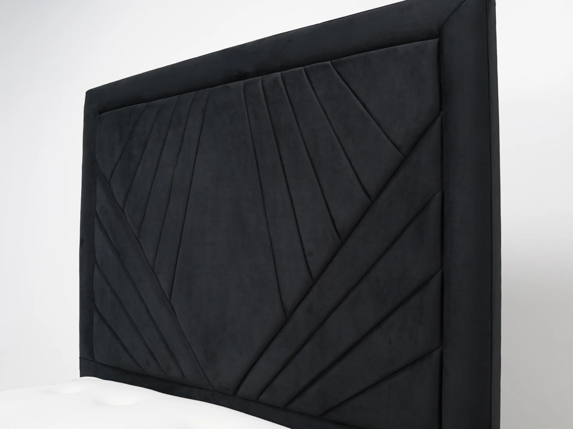 Black Plush Diamond Quilted Bed Frame | Slightly Worn Corner on Side Panel | Ex Display Bed in Like-New Condition - Image 5