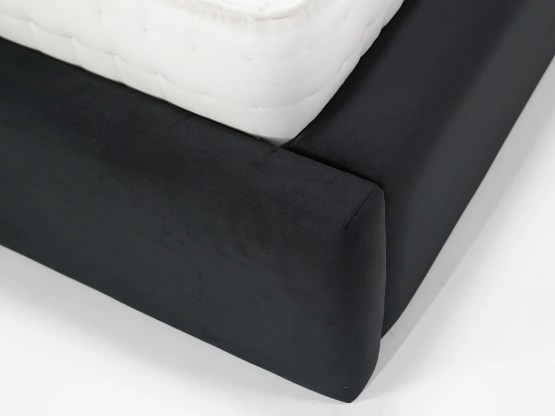 Black Plush Diamond Quilted Bed Frame | Slightly Worn Corner on Side Panel | Ex Display Bed in Like-New Condition - Image 6