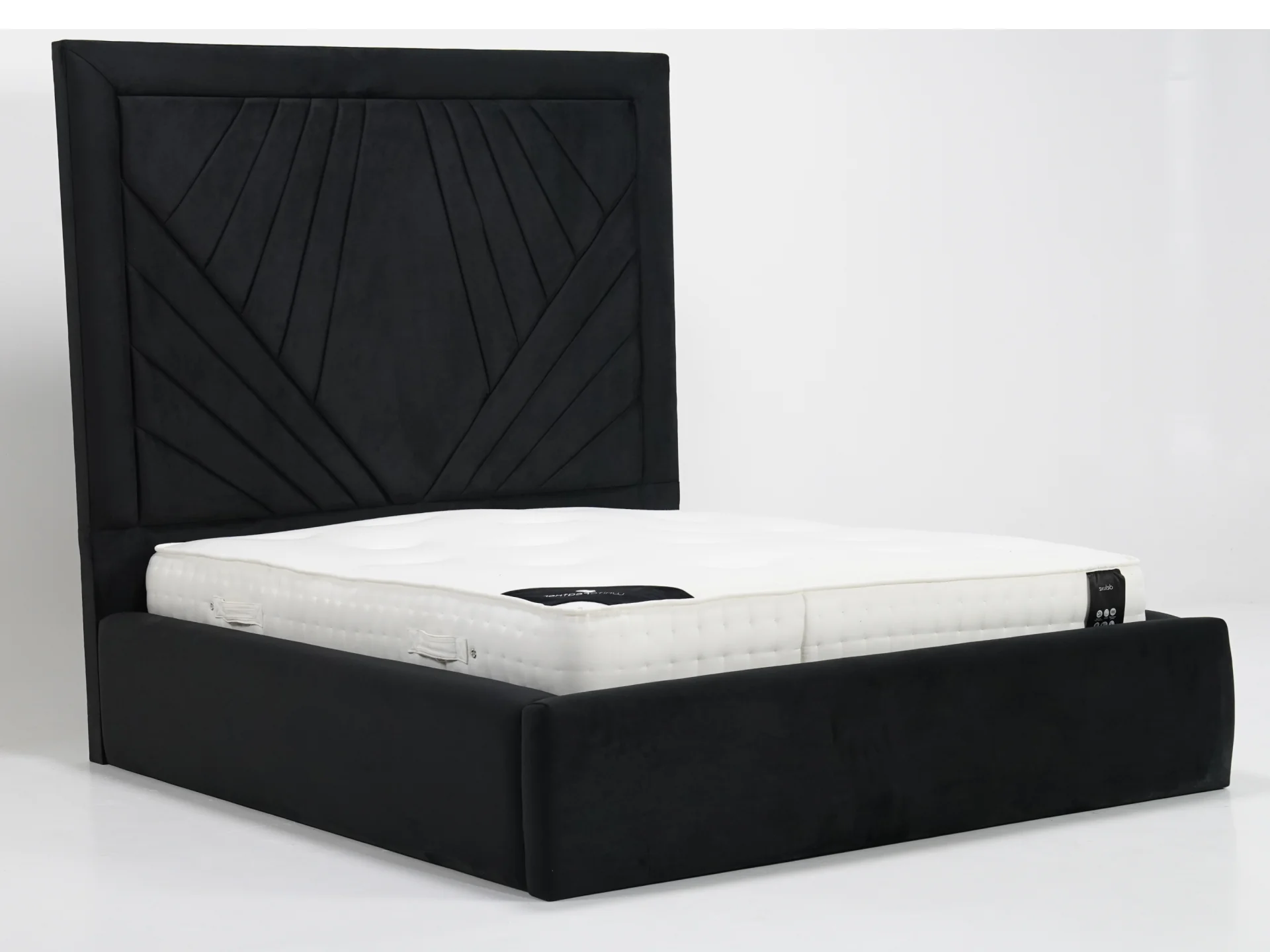 Black Plush Diamond Quilted Bed Frame | Slightly Worn Corner on Side Panel | Ex Display Bed in Like-New Condition - Image 7