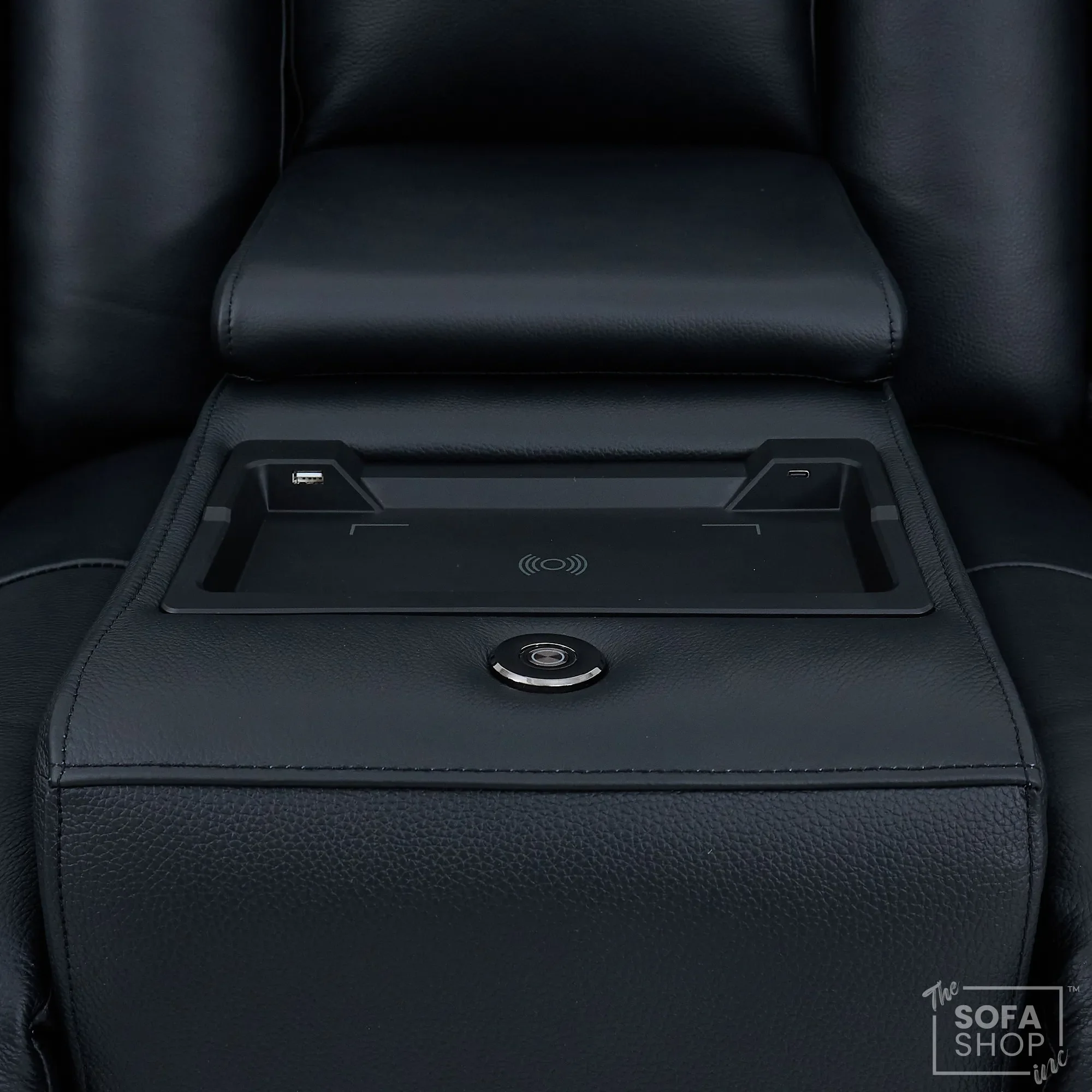 Black Real Leather 2 Seater Electric Recliner Cinema Sofa | Power Headrest, Speakers, Console, Wireless Charging & Cooling Cup Holders | Milano | The Sofa Shop - Image 17