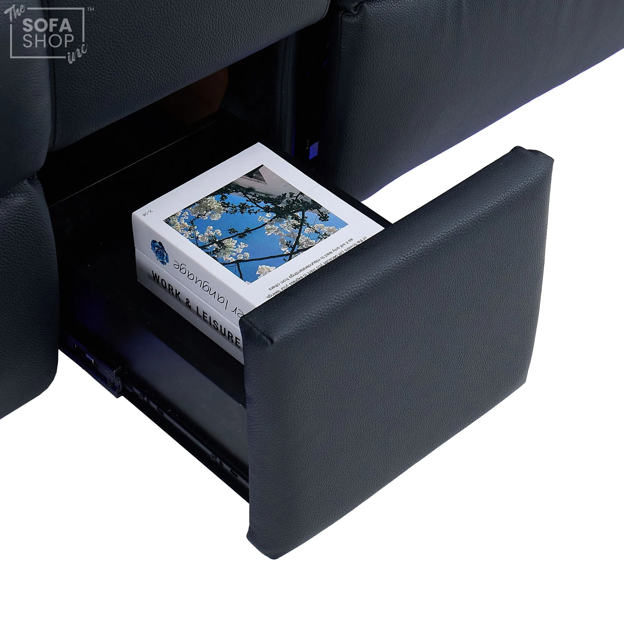 Black Real Leather 2 Seater Electric Recliner Cinema Sofa | Power Headrest, Speakers, Console, Wireless Charging & Cooling Cup Holders | Milano | The Sofa Shop - Image 21
