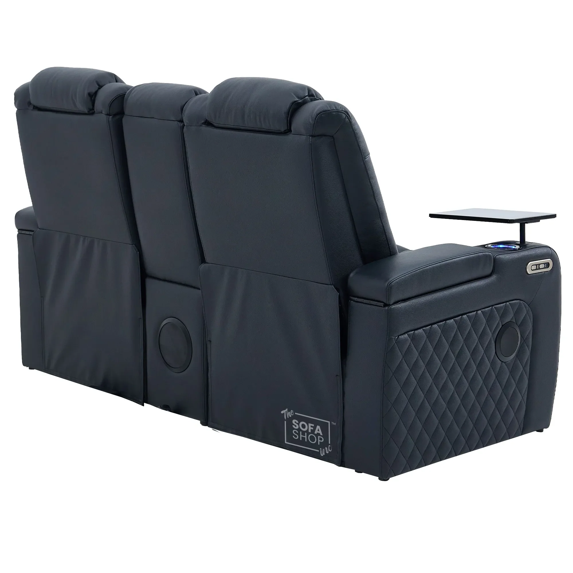 Black Real Leather 2 Seater Electric Recliner Cinema Sofa | Power Headrest, Speakers, Console, Wireless Charging & Cooling Cup Holders | Milano | The Sofa Shop - Image 25