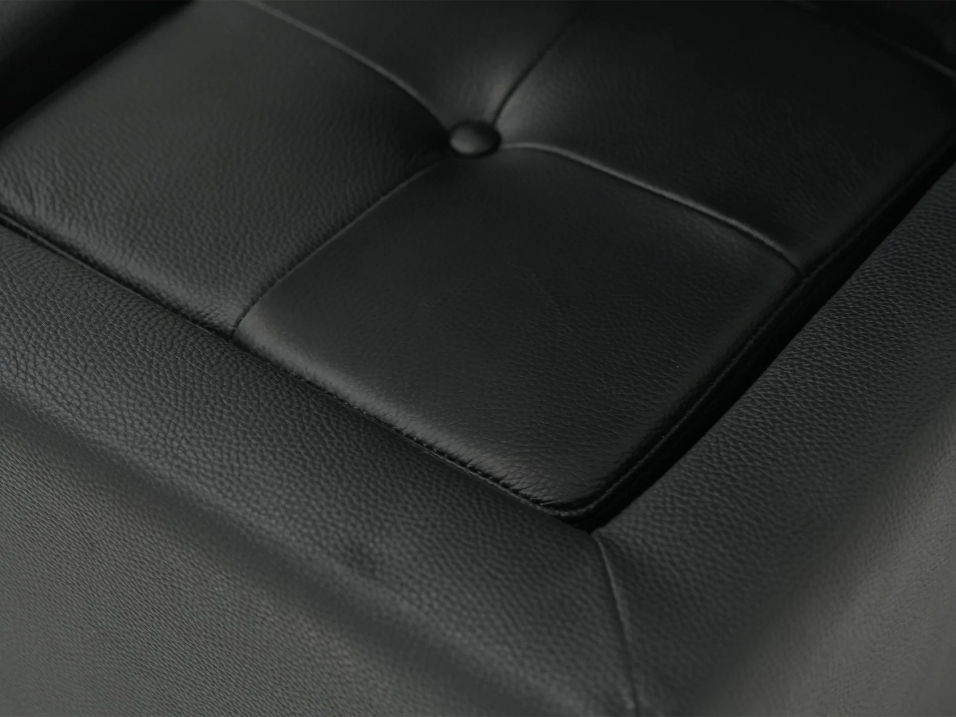 Black Real Leather Footstool | Storage Ottoman for Sofa - Square - Image 6
