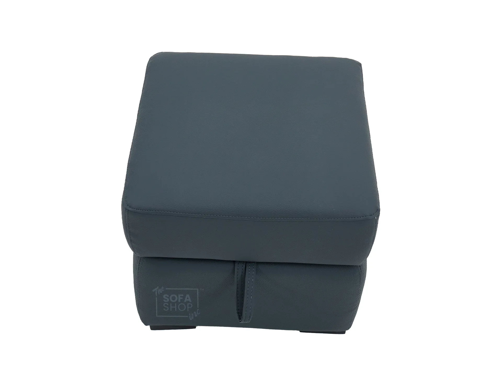 Blue Real Leather Footstool | Storage Ottoman for Sofa - Square - Image 5