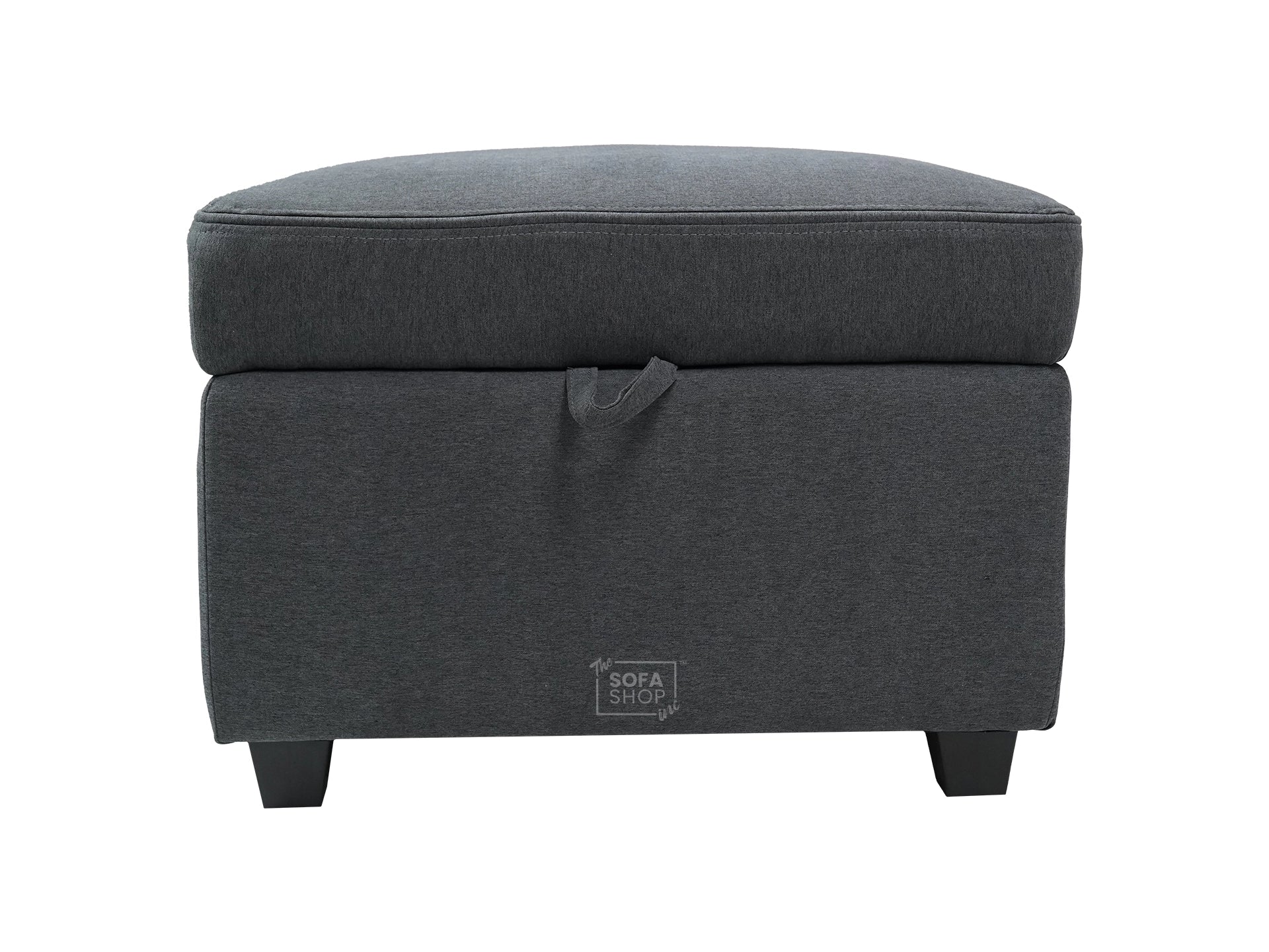 Dark Grey Fabric Storage Footstool - Ravenna - Image 2