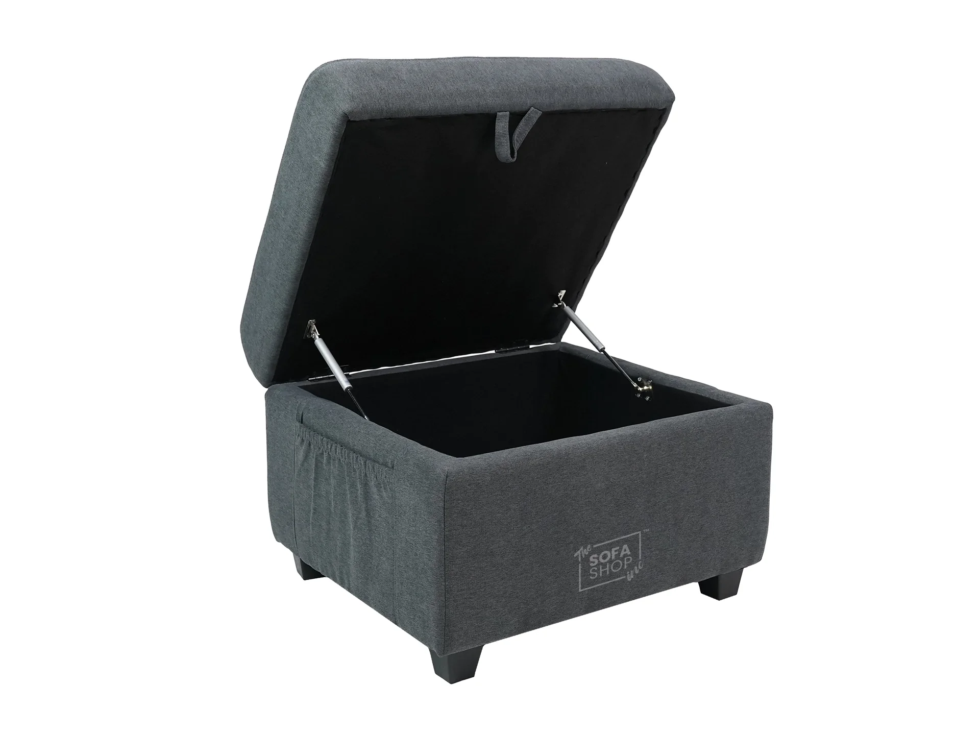 Dark Grey Fabric Storage Footstool - Ravenna - Image 6