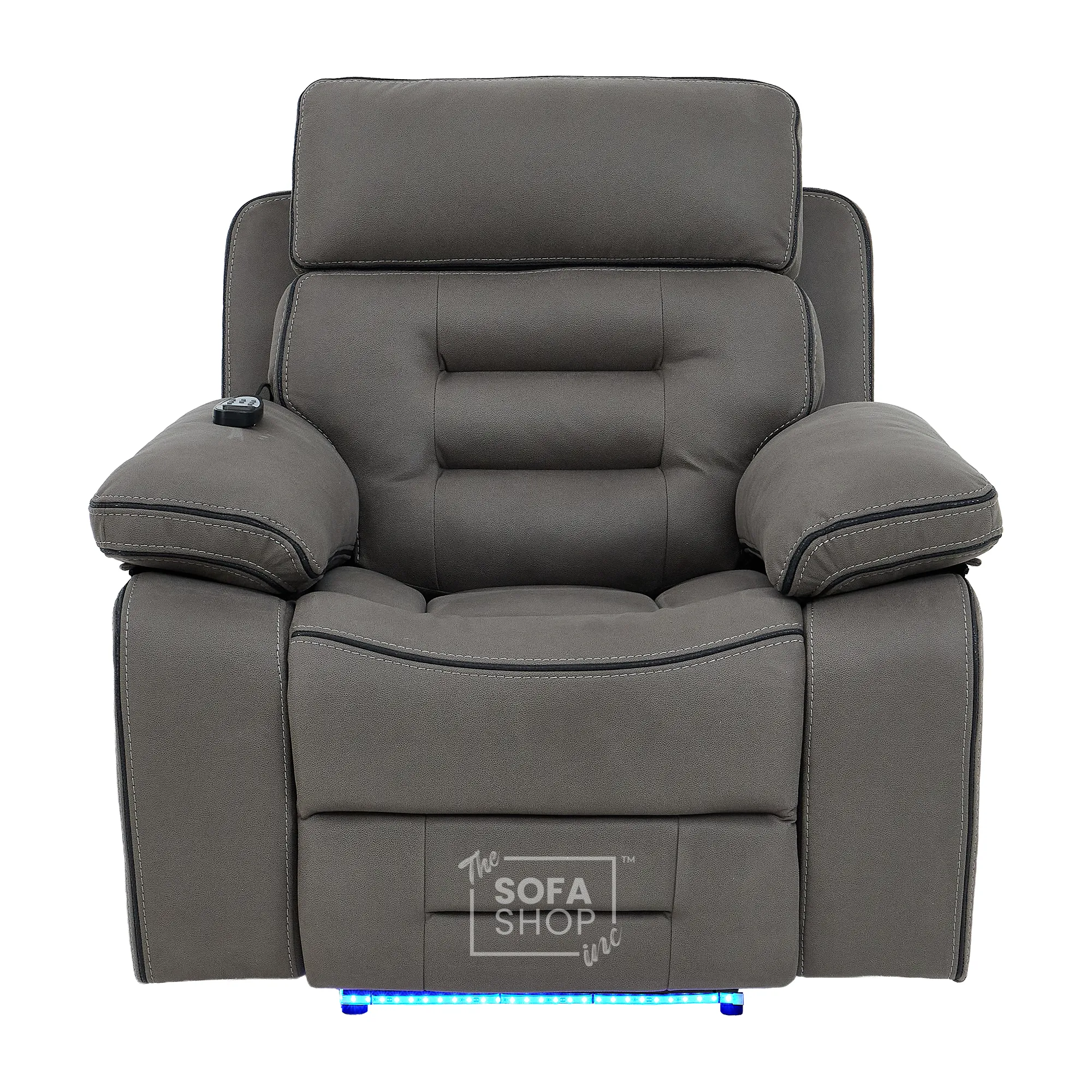 1 Seater Graphite Fabric Electric Recliner Cinema Armchair | Hi-Tech Chair With Vibration Massage, Heat, Cooling Cupholder, Power Headrest & Power Grommet | Tuscany | The Sofa Shop - Image 16