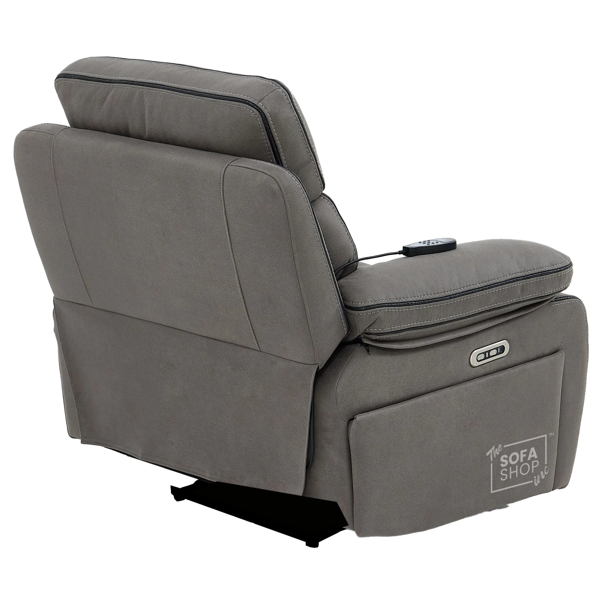 1 Seater Graphite Fabric Electric Recliner Cinema Armchair | Hi-Tech Chair With Vibration Massage, Heat, Cooling Cupholder, Power Headrest & Power Grommet | Tuscany | The Sofa Shop - Image 18