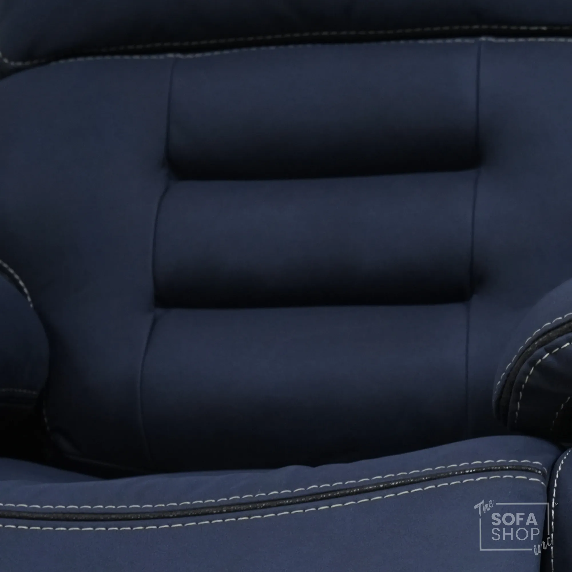 Electric Riser Chair In Blue Fabric | Hi-Tech Recliner Armchair With Vibration Massage + Heated Lumbar + Cooling Cup Holder + Power Headrest | Tuscany | The Sofa Shop - Image 12