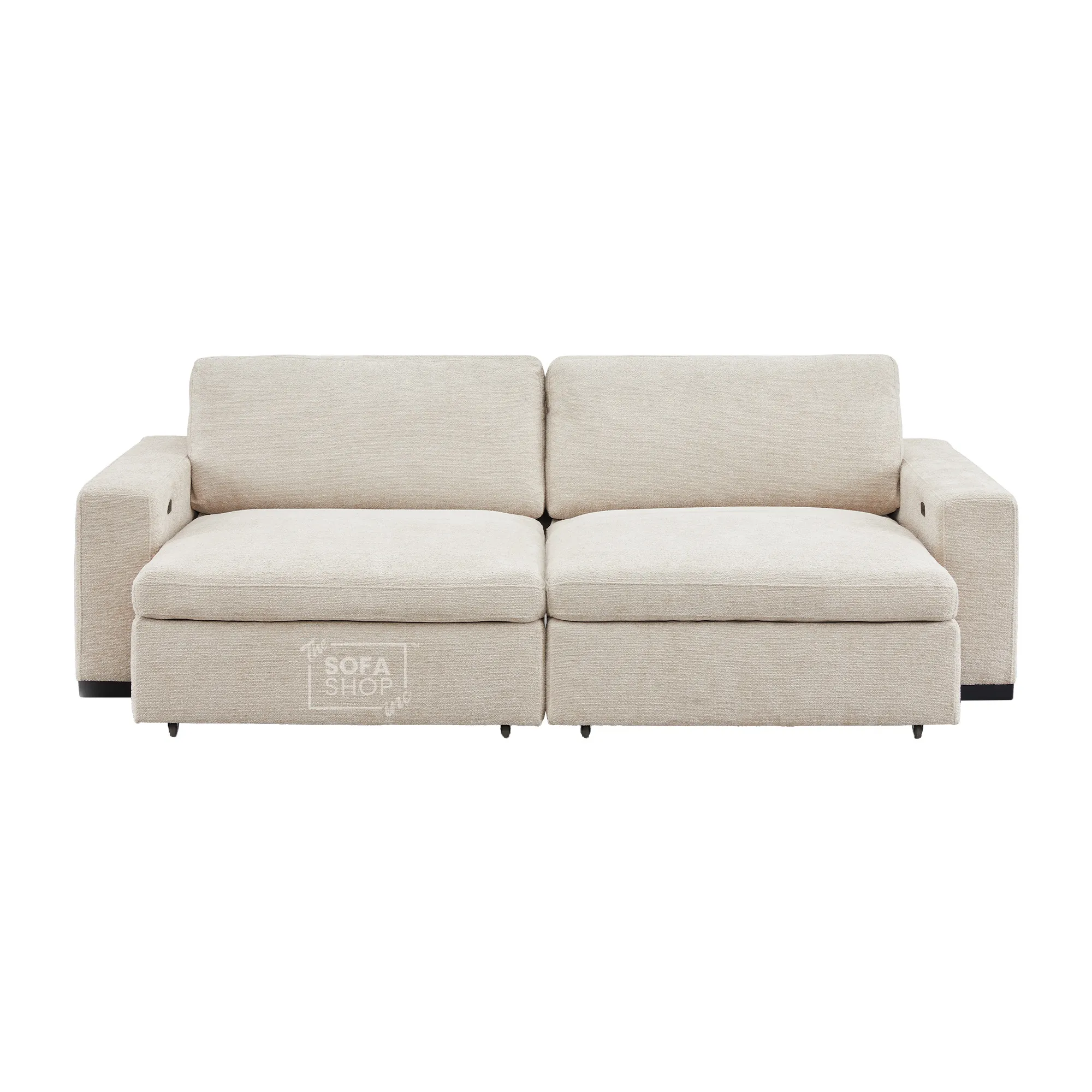 Extendable Electric Sofa - Bed in Cream Chenille Fabric | 3 Seater Power Sliding Couch Perfect for Home Cinema & Movie Nights  | USBc Charging Ports | Palma - Image 11