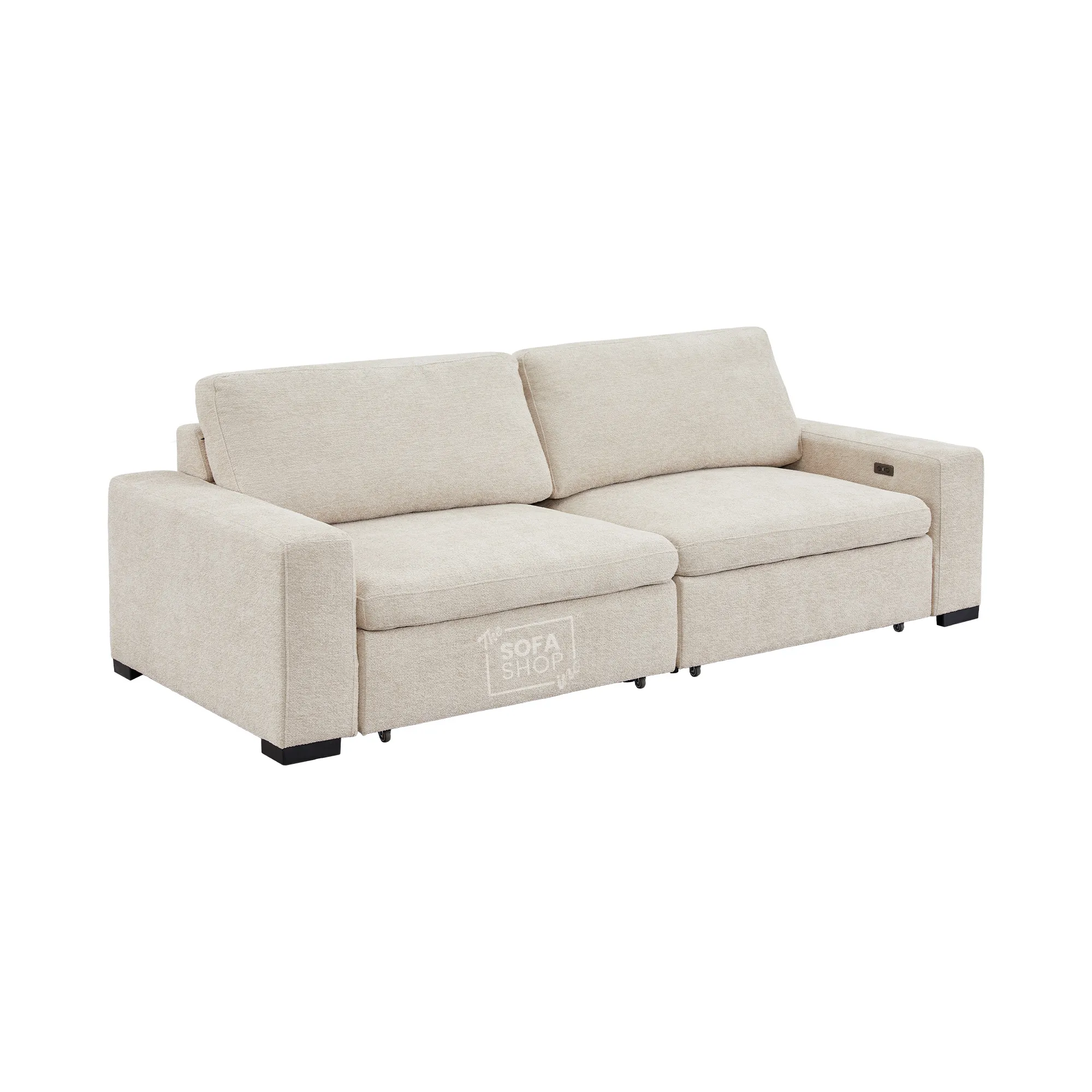 Extendable Electric Sofa - Bed in Cream Chenille Fabric | 3 Seater Power Sliding Couch Perfect for Home Cinema & Movie Nights  | USBc Charging Ports | Palma - Image 12