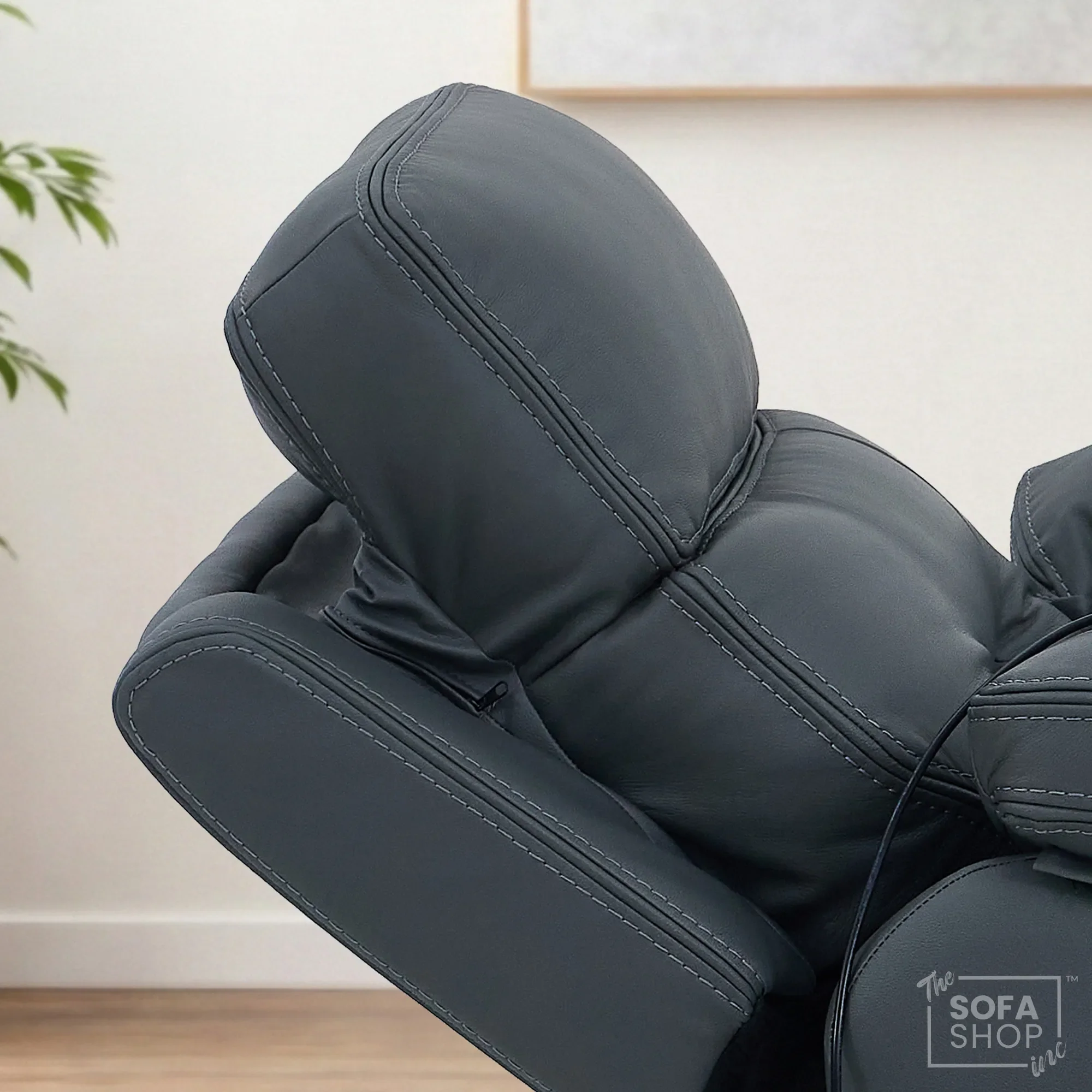 3+1 Electric Recliner Sofa Suite in Grey Real Leather | Hi-Tech Cinema Set with Power Recline, Power Headrests, Bluetooth Speaker, Storage Drawer  | Sicily | The Sofa Shop - Image 12
