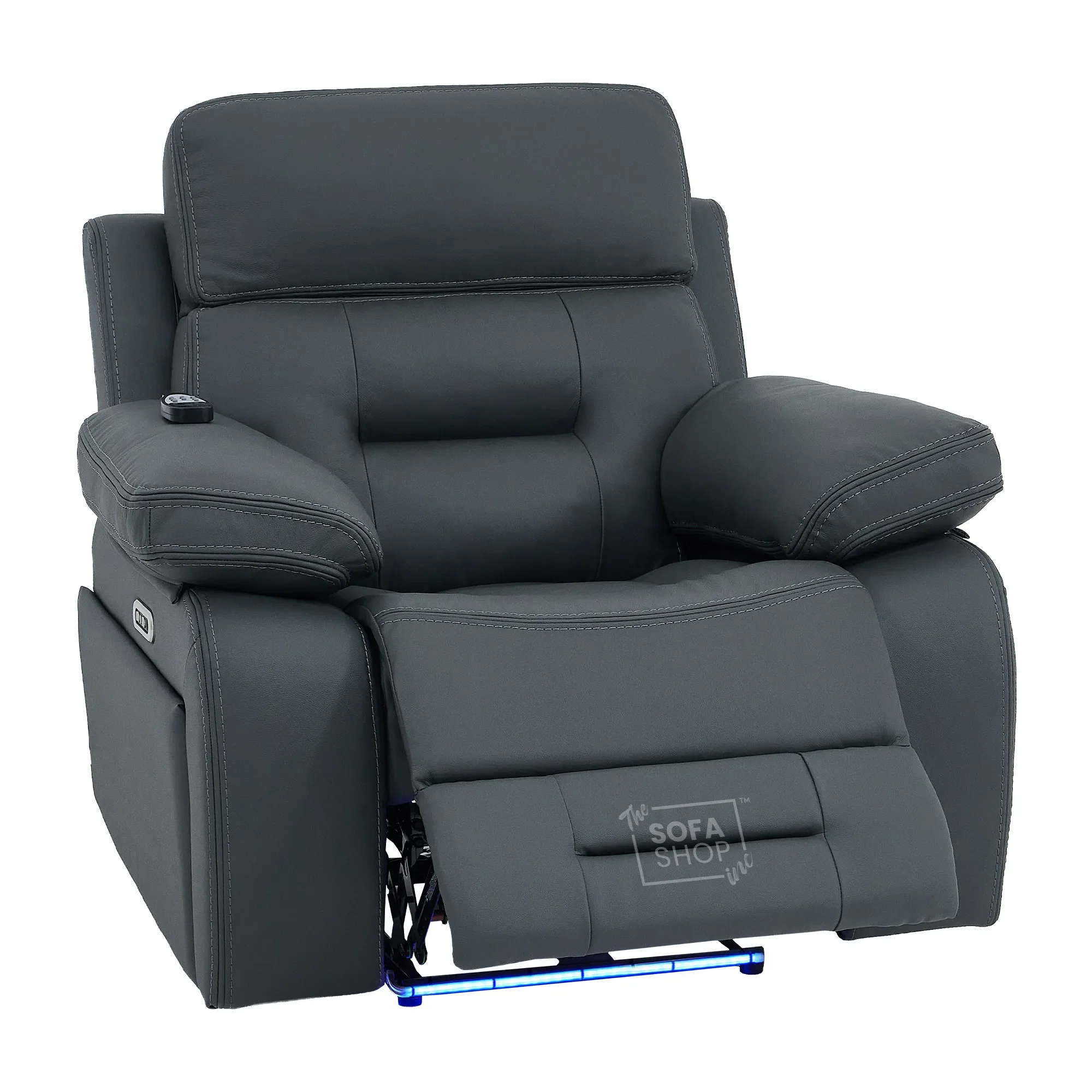 3+1 Electric Recliner Sofa Suite in Grey Real Leather | Hi-Tech Cinema Set with Power Recline, Power Headrests, Bluetooth Speaker, Storage Drawer  | Sicily | The Sofa Shop - Image 33