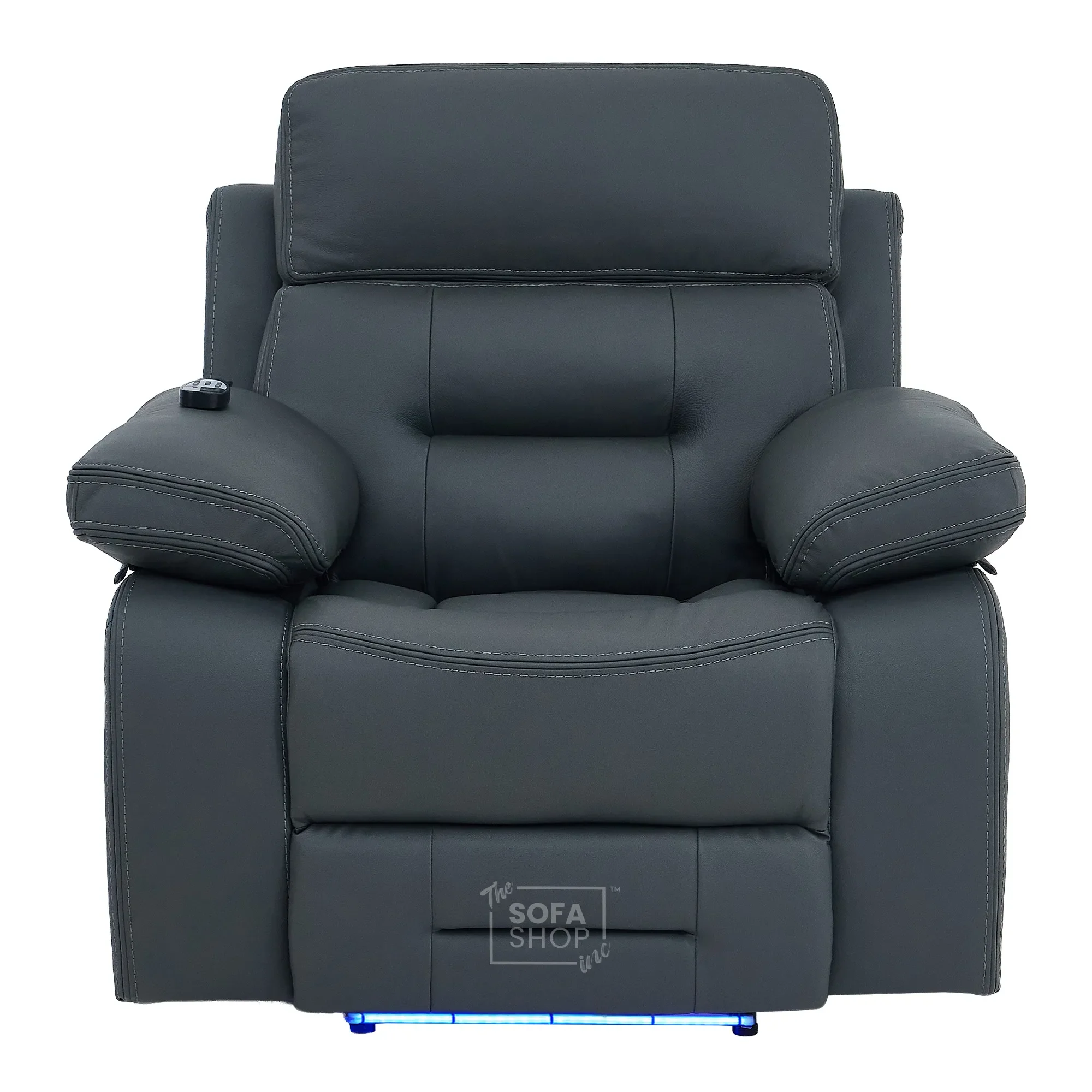 3+1 Electric Recliner Sofa Suite in Grey Real Leather | Hi-Tech Cinema Set with Power Recline, Power Headrests, Bluetooth Speaker, Storage Drawer  | Sicily | The Sofa Shop - Image 35