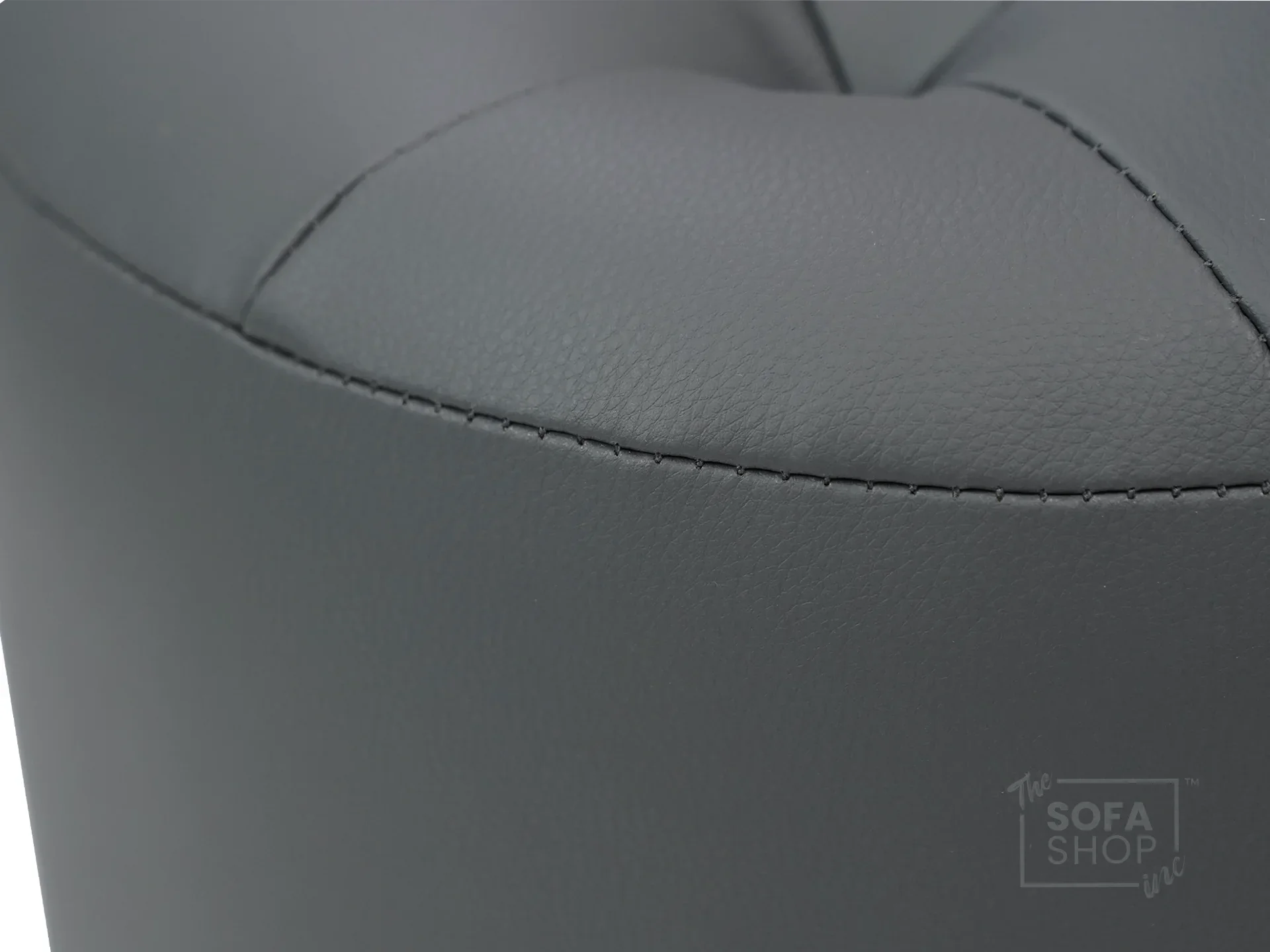 Grey Leather Small Footstool - Vaneto - Image 3