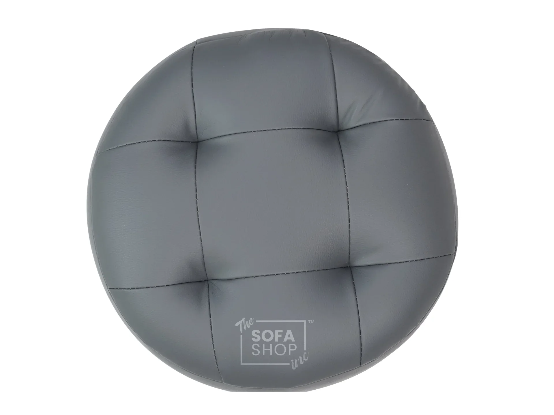 Grey Leather Small Footstool - Vaneto - Image 6