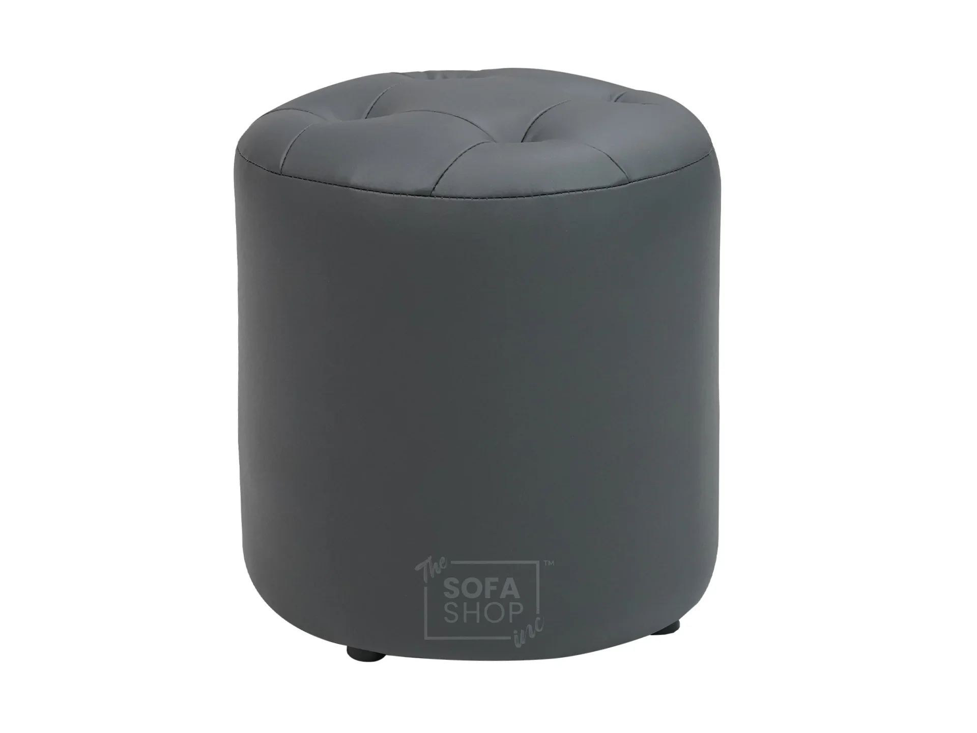 Grey Leather Small Footstool - Vaneto - Image 7