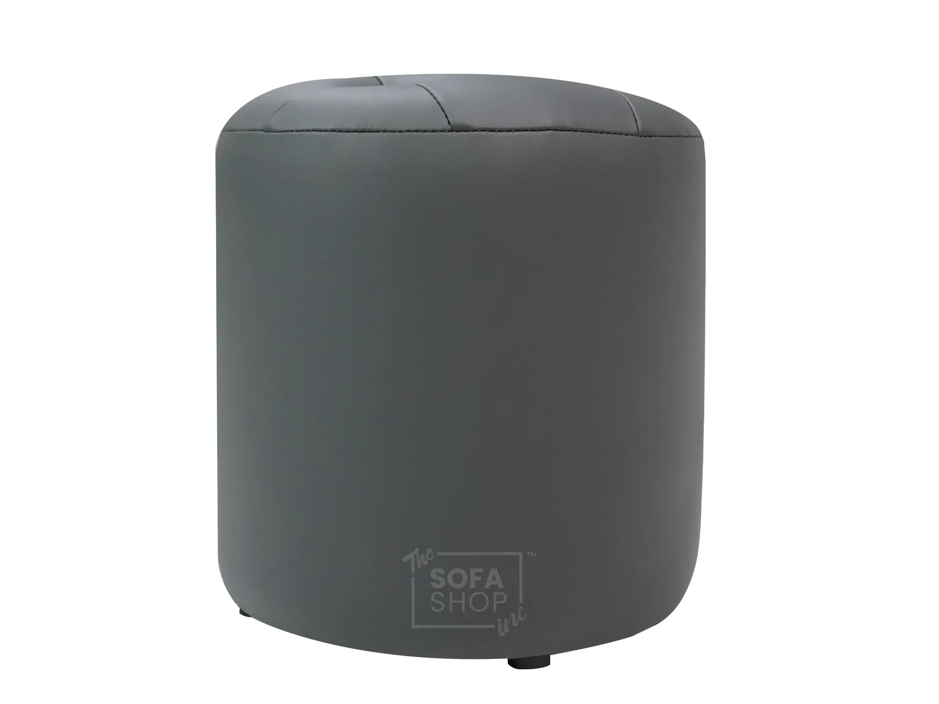 Grey Leather Small Footstool - Vaneto - Image 8