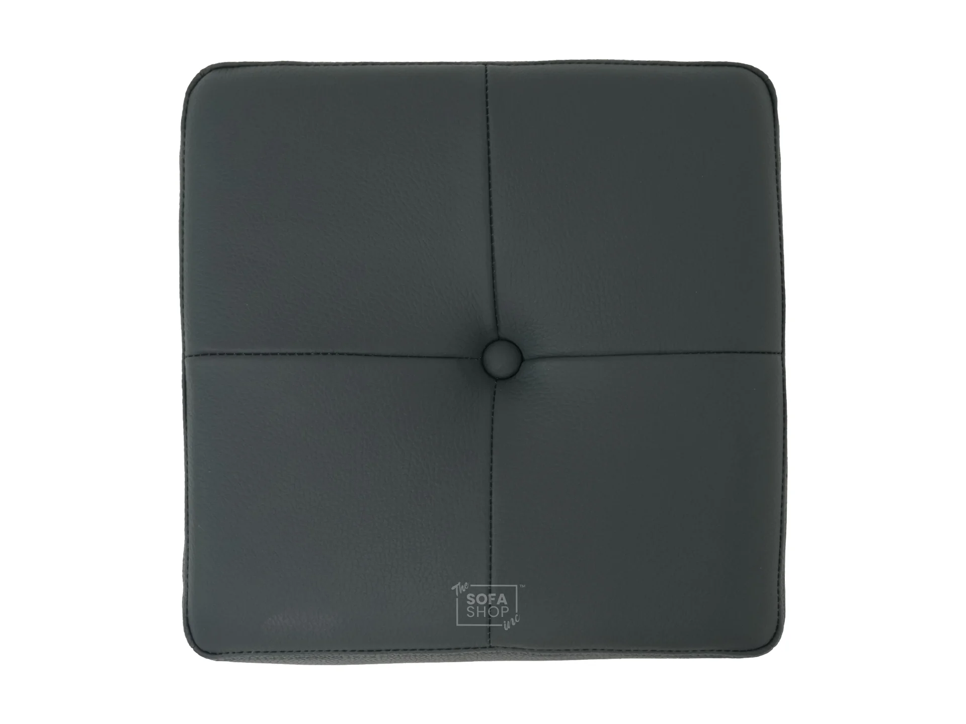 Grey Real Leather Footstool | Storage Ottoman for Sofa - Square - Image 5
