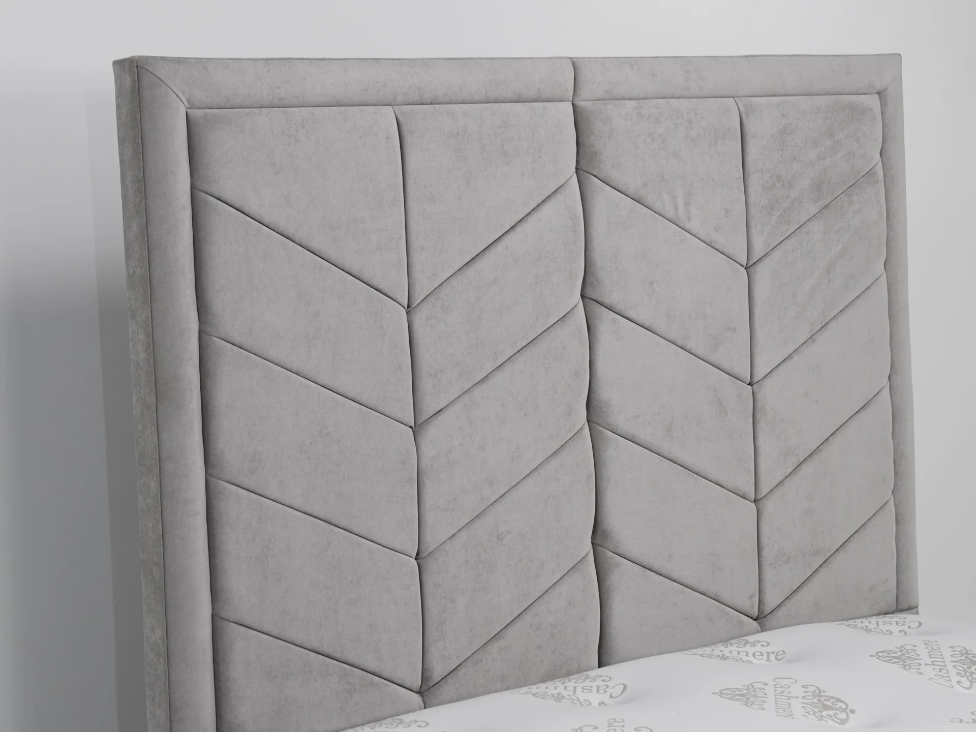 Luxurious Grey Velvet Rectangle Bed Frame (No Mattress) | Ex Display Bed Frame in Like-New Condition - Image 4