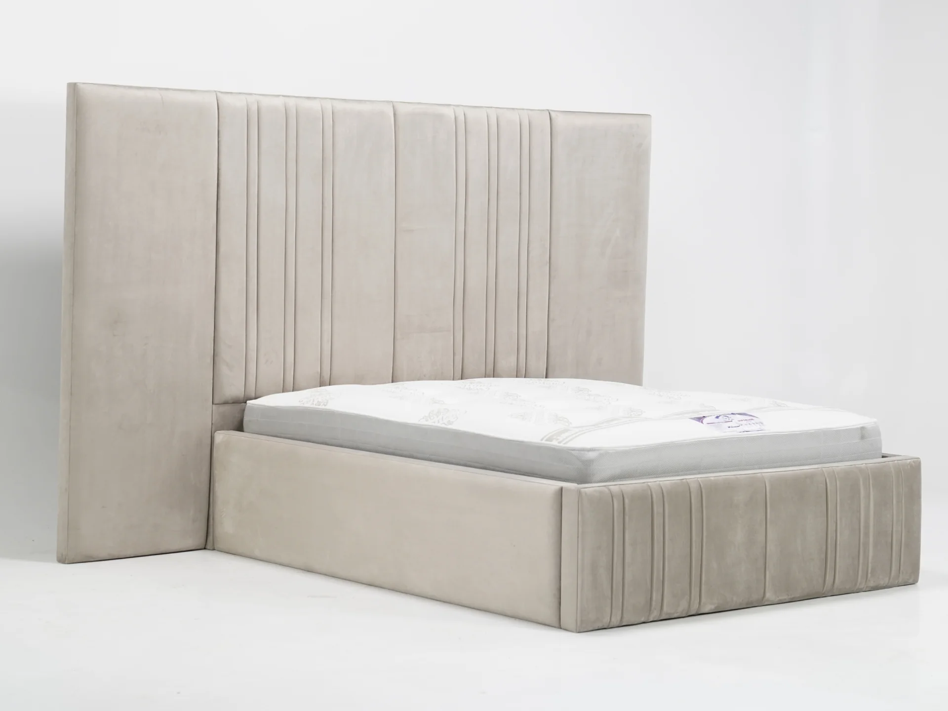 Mink Plush Velvet Multi-Lined Storage (No Mattress)| Ex Display Bed Frame in Like-New Condition - Image 4