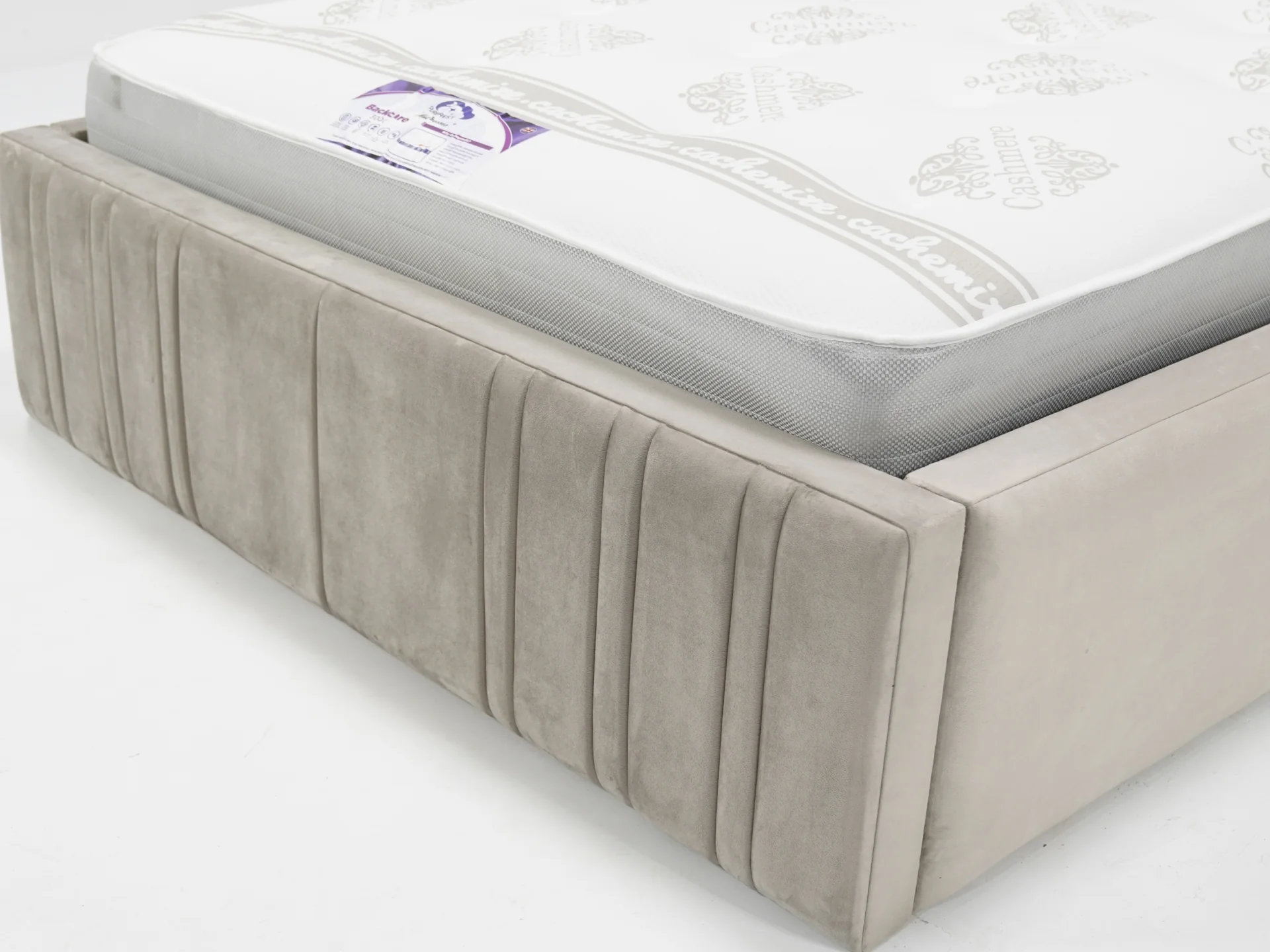 Mink Plush Velvet Multi-Lined Storage (No Mattress)| Ex Display Bed Frame in Like-New Condition - Image 7
