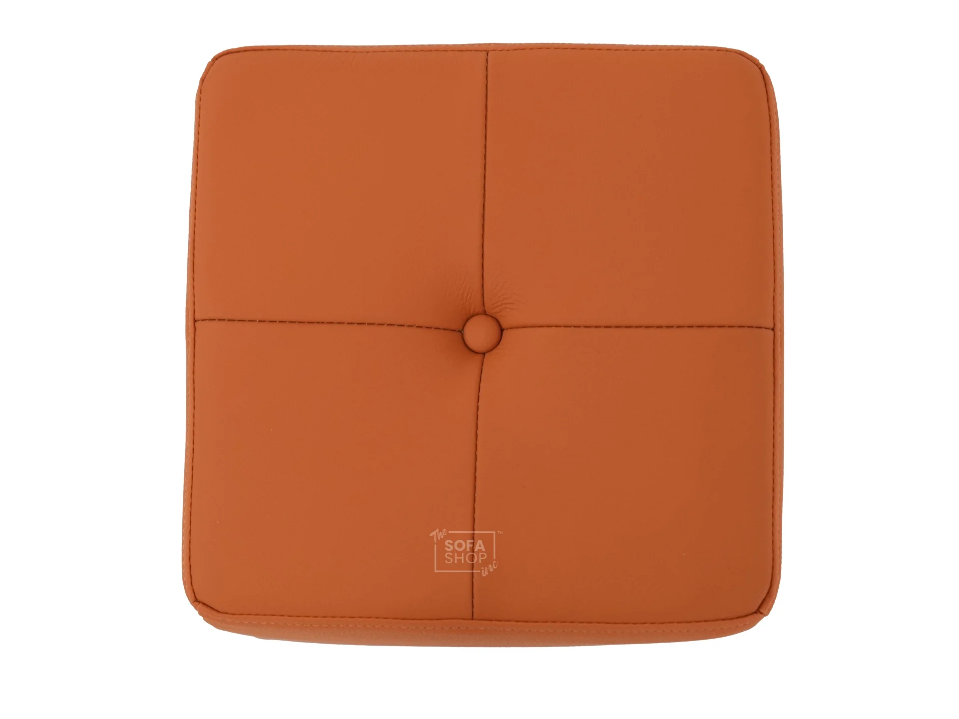 Orange Real Leather Footstool | Storage Ottoman for Sofa - Square - Image 9