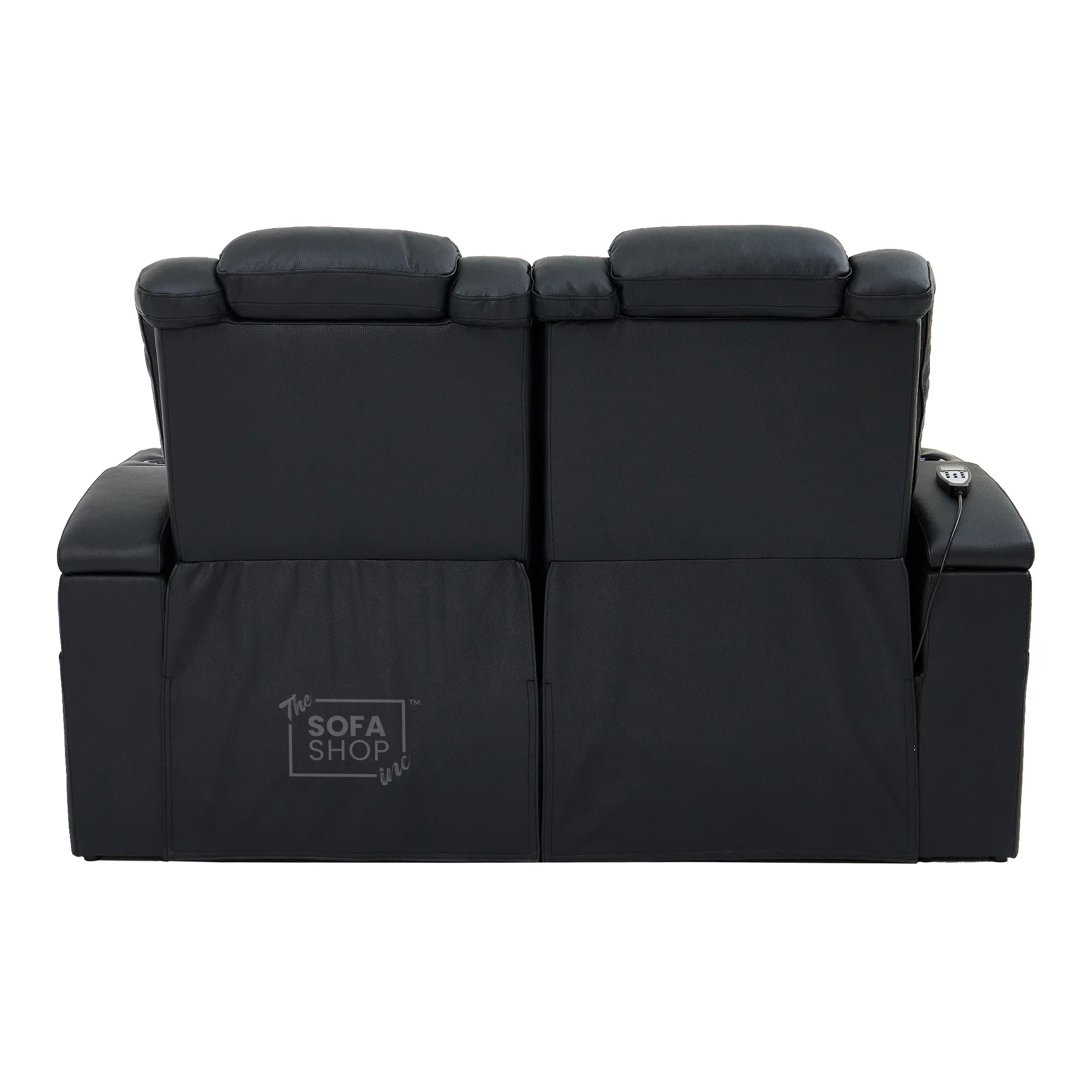 Real Leather 2+1 Electric Recliner Cinema Sofa Set in Black | 2 Piece Sofa Set with Massage, USB Ports, Cup Holders, Storage Boxes & Wireless Charger | Capri | The Sofa Shop - Image 21
