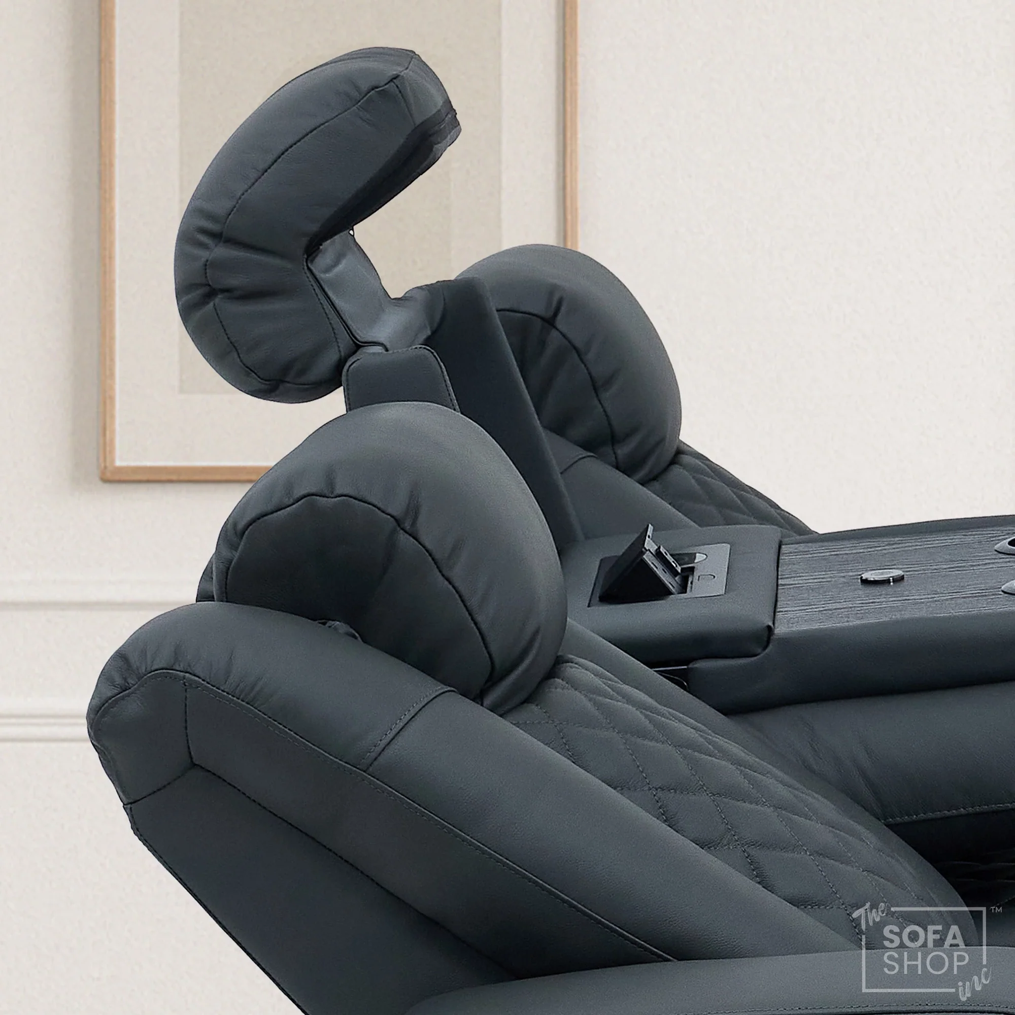 Real Leather 3+1 Sofa Set in Grey | Hi-Tech 2-Piece Sofa Suite with Power Recline, Power Headrests, Wireless Charging, Heat & Cool Cupholders | Milano | The Sofa Shop - Image 12