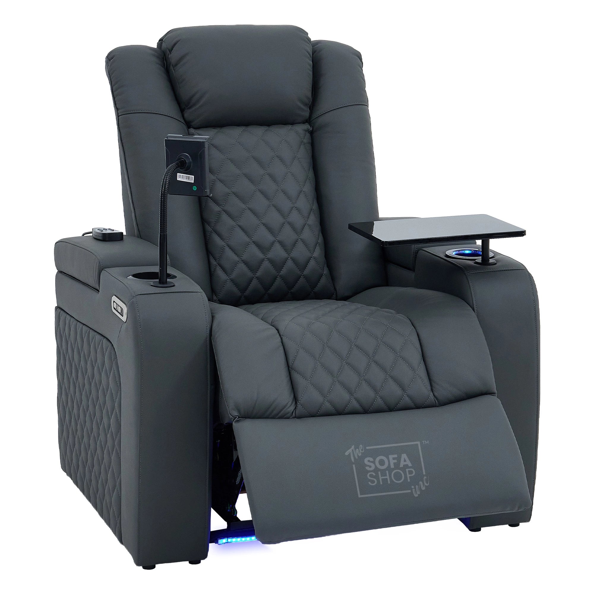 Real Leather 3+1 Sofa Set in Grey | Hi-Tech 2-Piece Sofa Suite with Power Recline, Power Headrests, Wireless Charging, Heat & Cool Cupholders | Milano | The Sofa Shop - Image 31