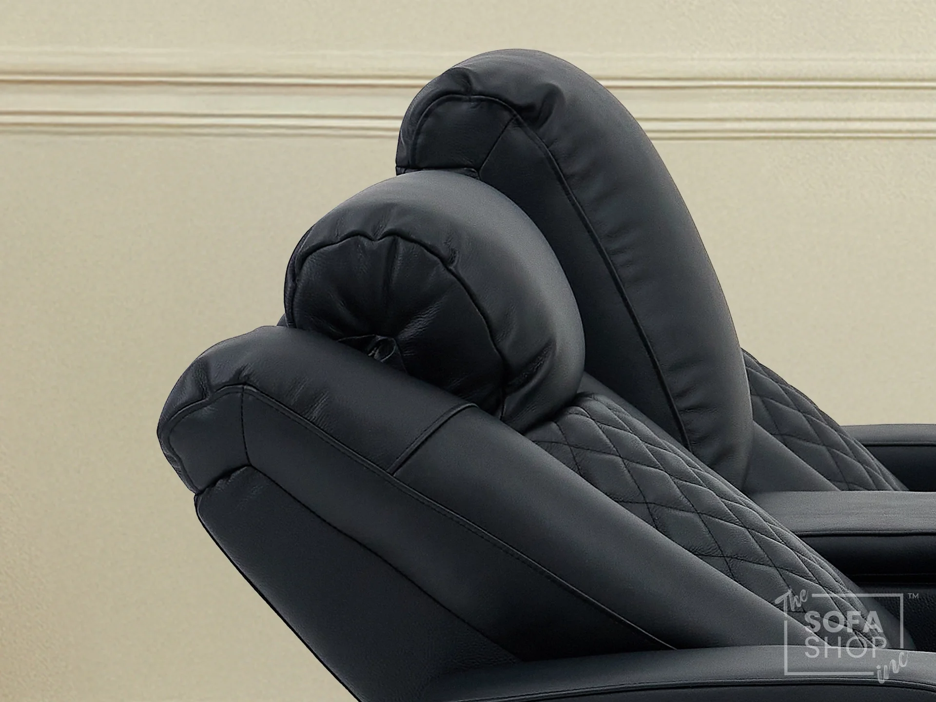 Real Leather 3+2 Cinema Sofa Set in Black | Electric Recliner Cinema Sofa Package | Power Lumbar + Wireless Charger + Adjustable Headrests + USB | Milano | The Sofa Shop - Image 11