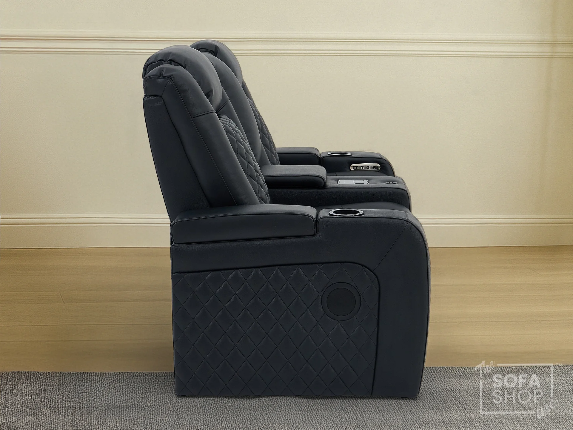 Real Leather 3+2 Cinema Sofa Set in Black | Electric Recliner Cinema Sofa Package | Power Lumbar + Wireless Charger + Adjustable Headrests + USB | Milano | The Sofa Shop - Image 13