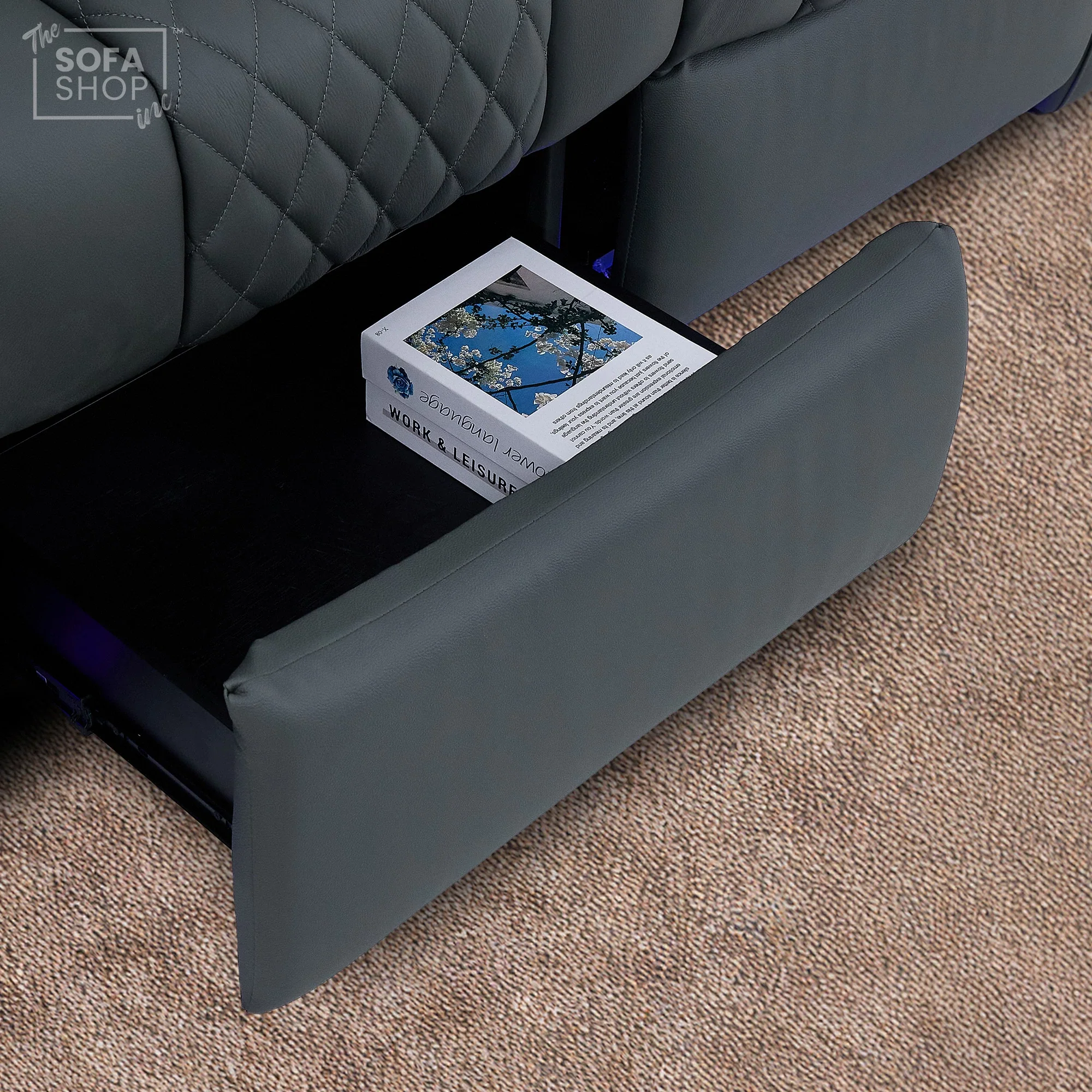 Real Leather 3+2 Cinema Sofa Set in Grey Electric Recliner Cinema Sofa | Hi-Tech Sofa Suite with Power Recline, Power Headrests, Wireless Charging, Heat & Cool Cupholders | Milano | The Sofa Shop - Image 31