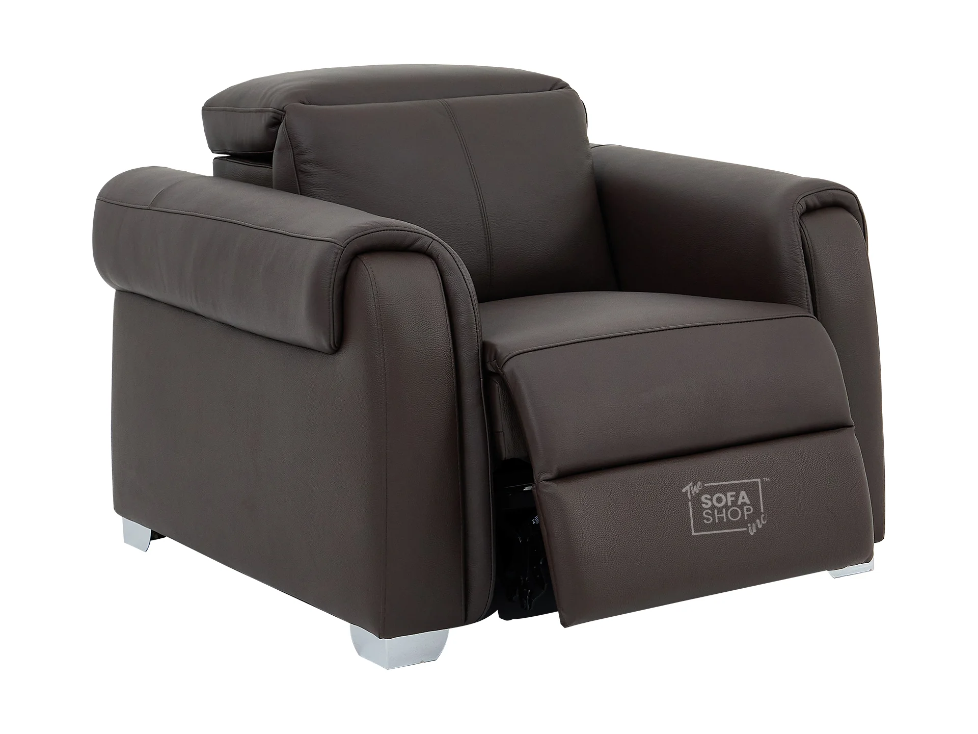 Real Leather Electric Recliner Chair In Brown | Hi-Tech Chair with Power Recline, Adjustable Headrests + USB Charging Port | Turin Series One - Image 11