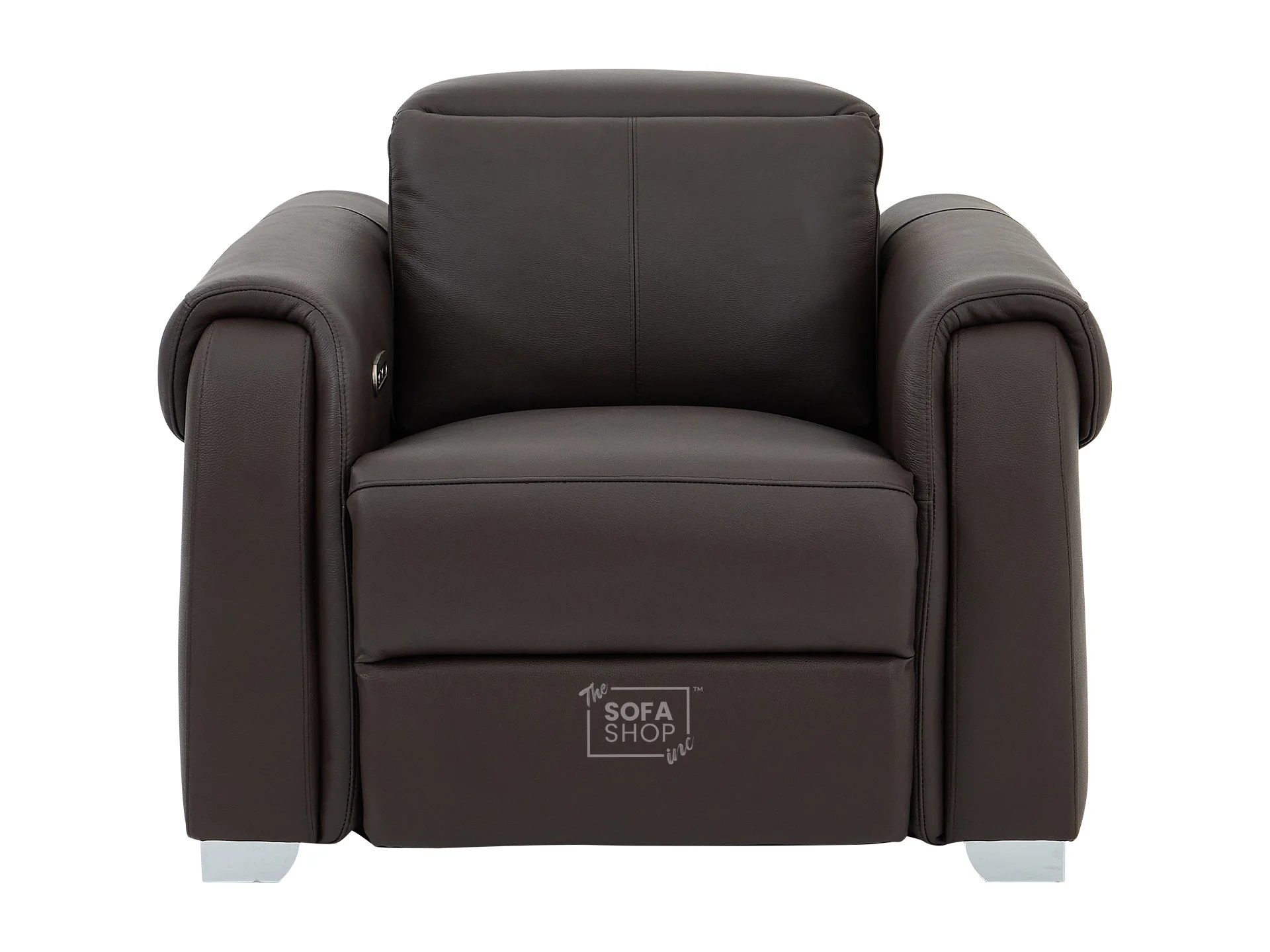 Real Leather Electric Recliner Chair In Brown | Hi-Tech Chair with Power Recline, Adjustable Headrests + USB Charging Port | Turin Series One - Image 12
