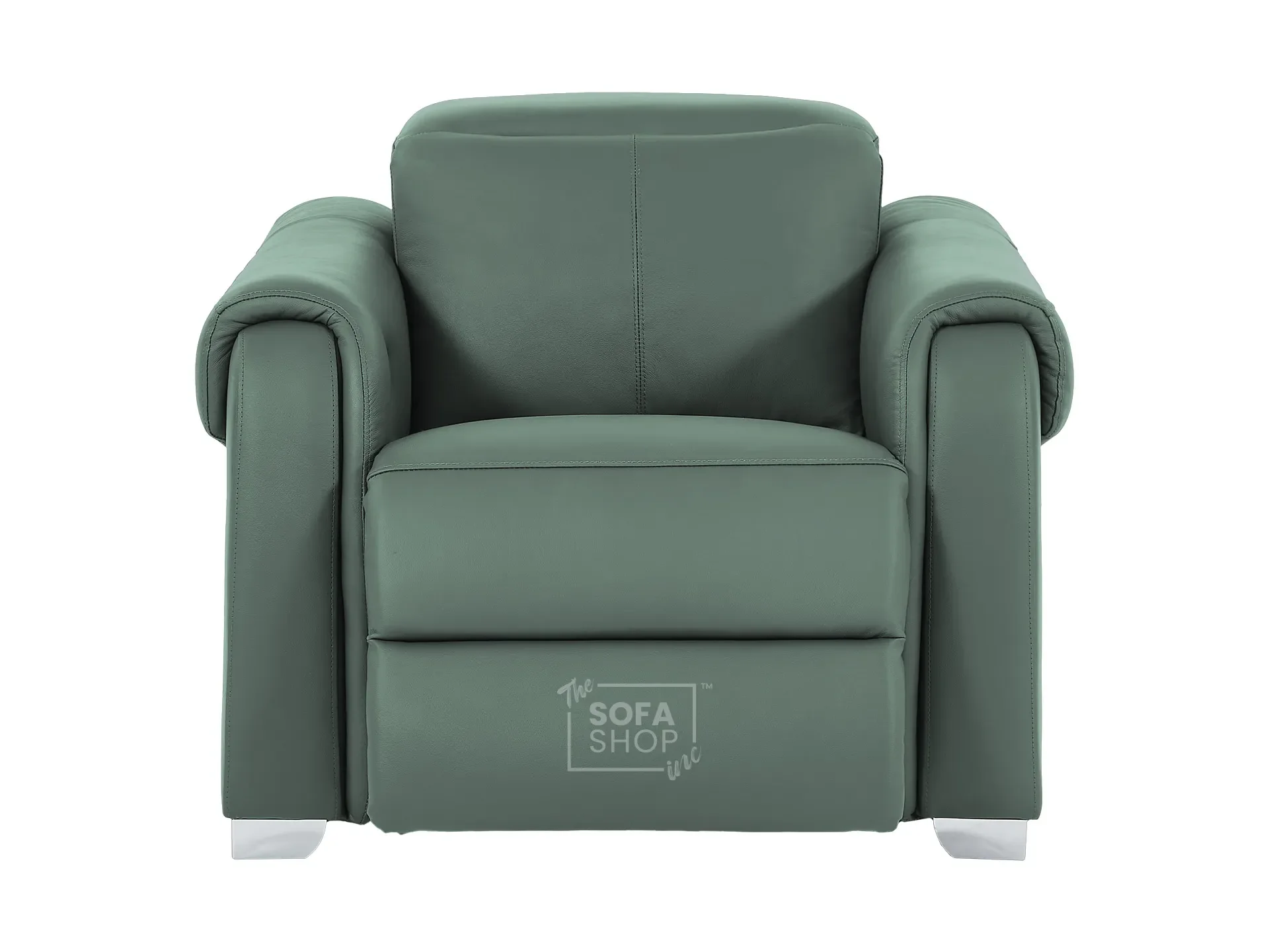 Real Leather Electric Recliner Chair In Green | Hi-Tech Chair with Massage, Power Headrest + USB Charging Ports | Turin - Image 11