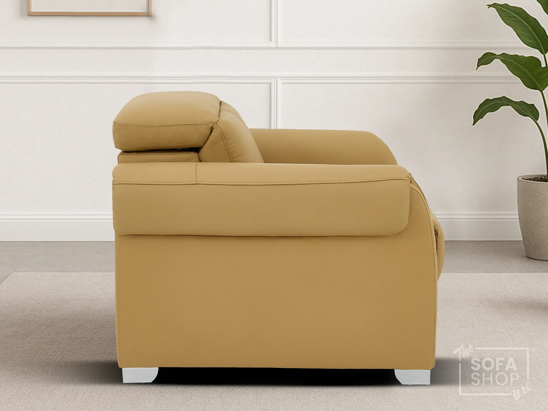 Real Leather Electric Recliner Chair In Tan | Hi-Tech Chair with Massage, Power Headrest + USB Charging Ports | Turin - Image 5