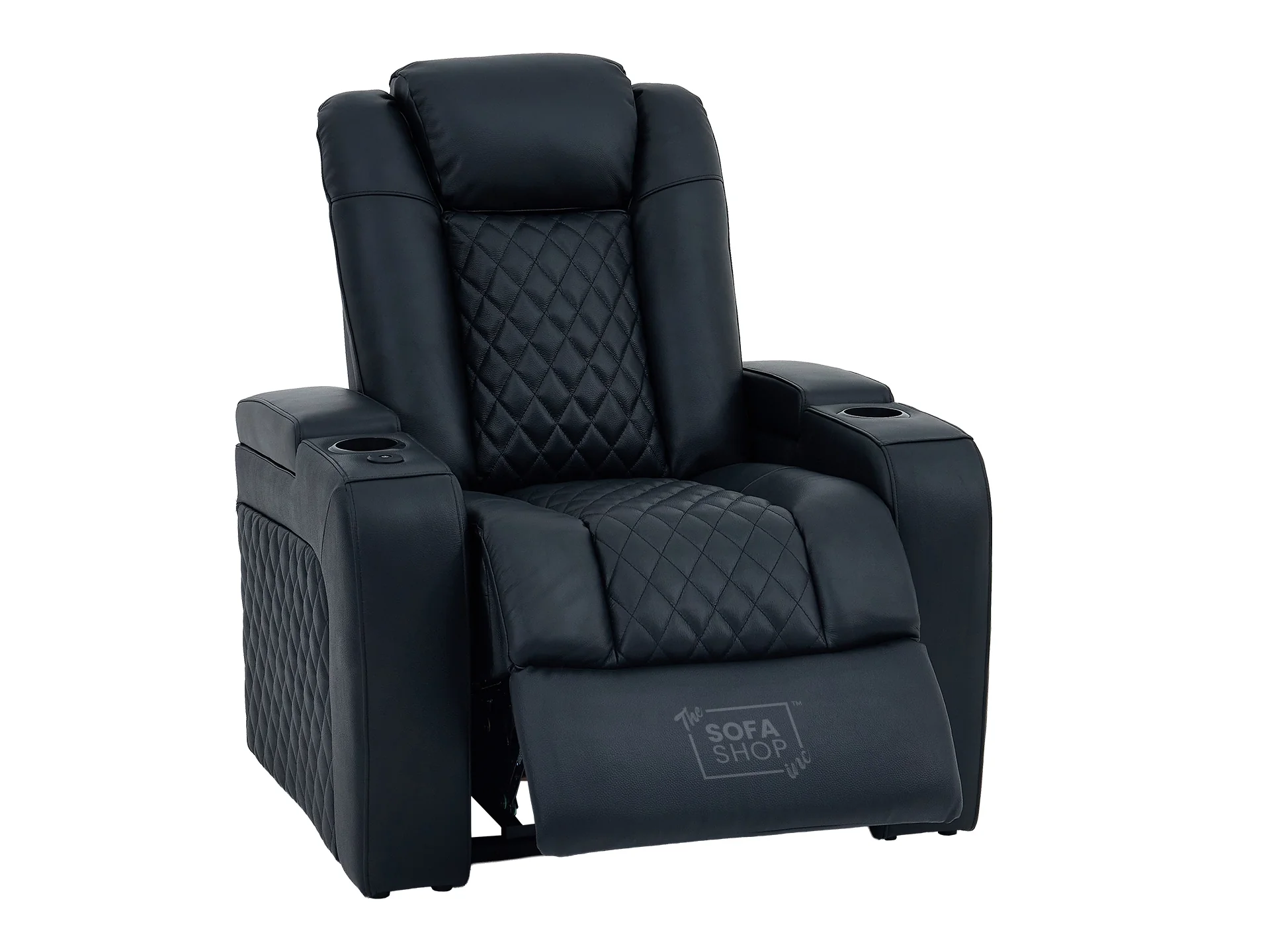 1 Seater Real Leather Electric Recliner Cinema Chair in Black | Vibration Massage, Power Lumbar, Power Headrest & Power Grommet | Milano | The Sofa Shop - Image 12
