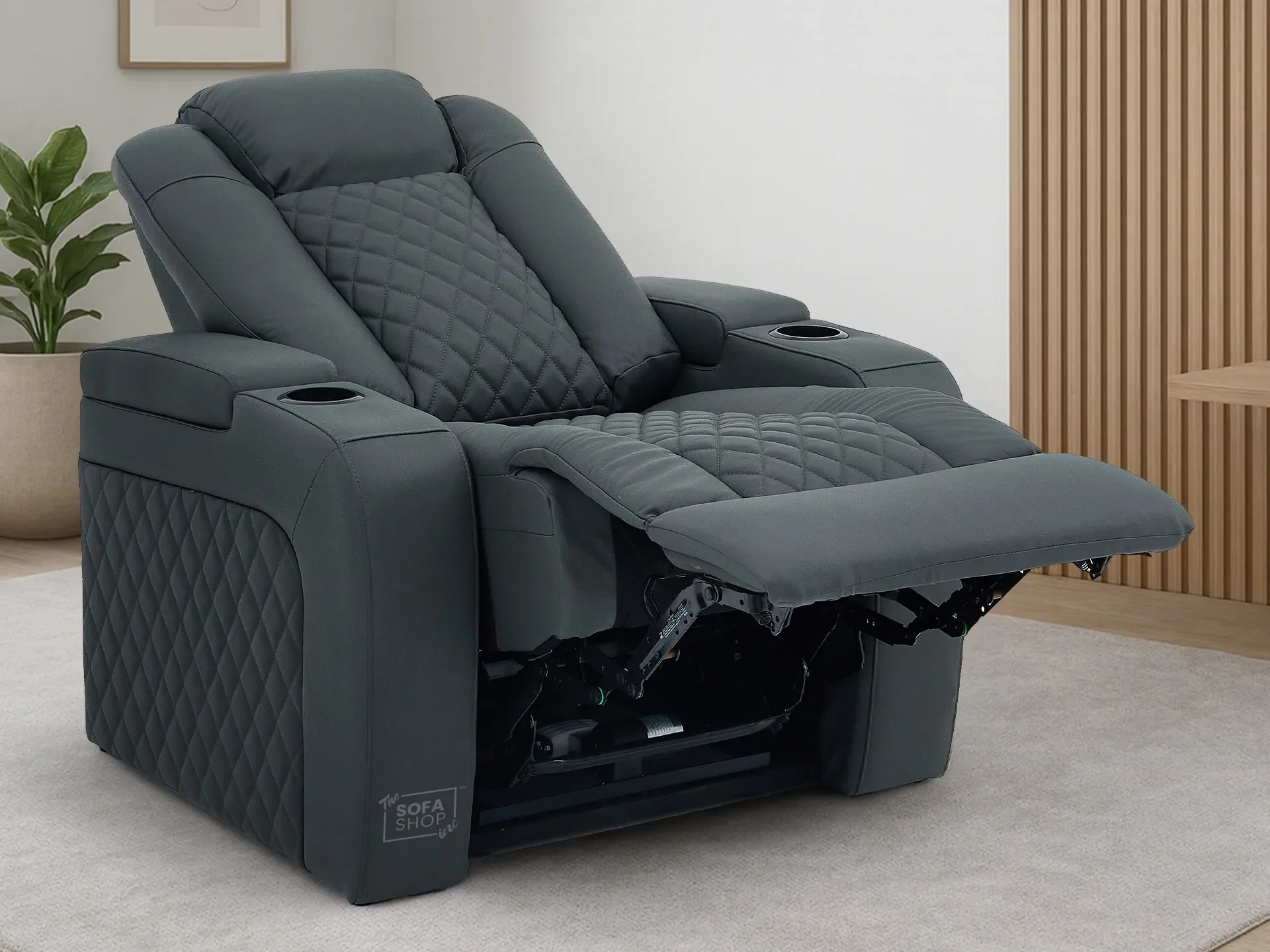 Real Leather Electric Recliner Cinema Chair in Grey | Power Seat With Massage, Adjustable Headrest & Power Lumbar Support | Milano | The Sofa Shop - Image 3