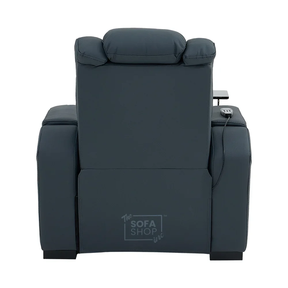 1 Seater Real Leather Electric Recliner Cinema Chair in Blue | Massage & Heat, Tray Table, Power Grommet & Cooling Cup Holder | Napoli | The Sofa Shop - Image 12