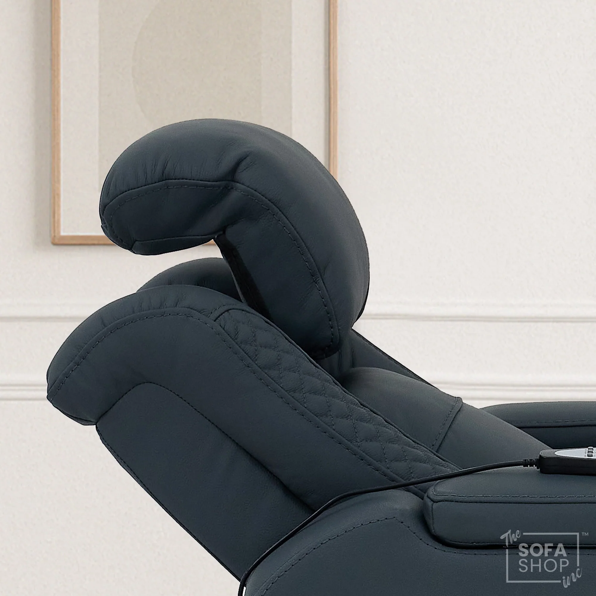 1 Seater Real Leather Electric Recliner Cinema Chair in Blue | Massage & Heat, Tray Table, Power Grommet & Cooling Cup Holder | Napoli | The Sofa Shop - Image 5