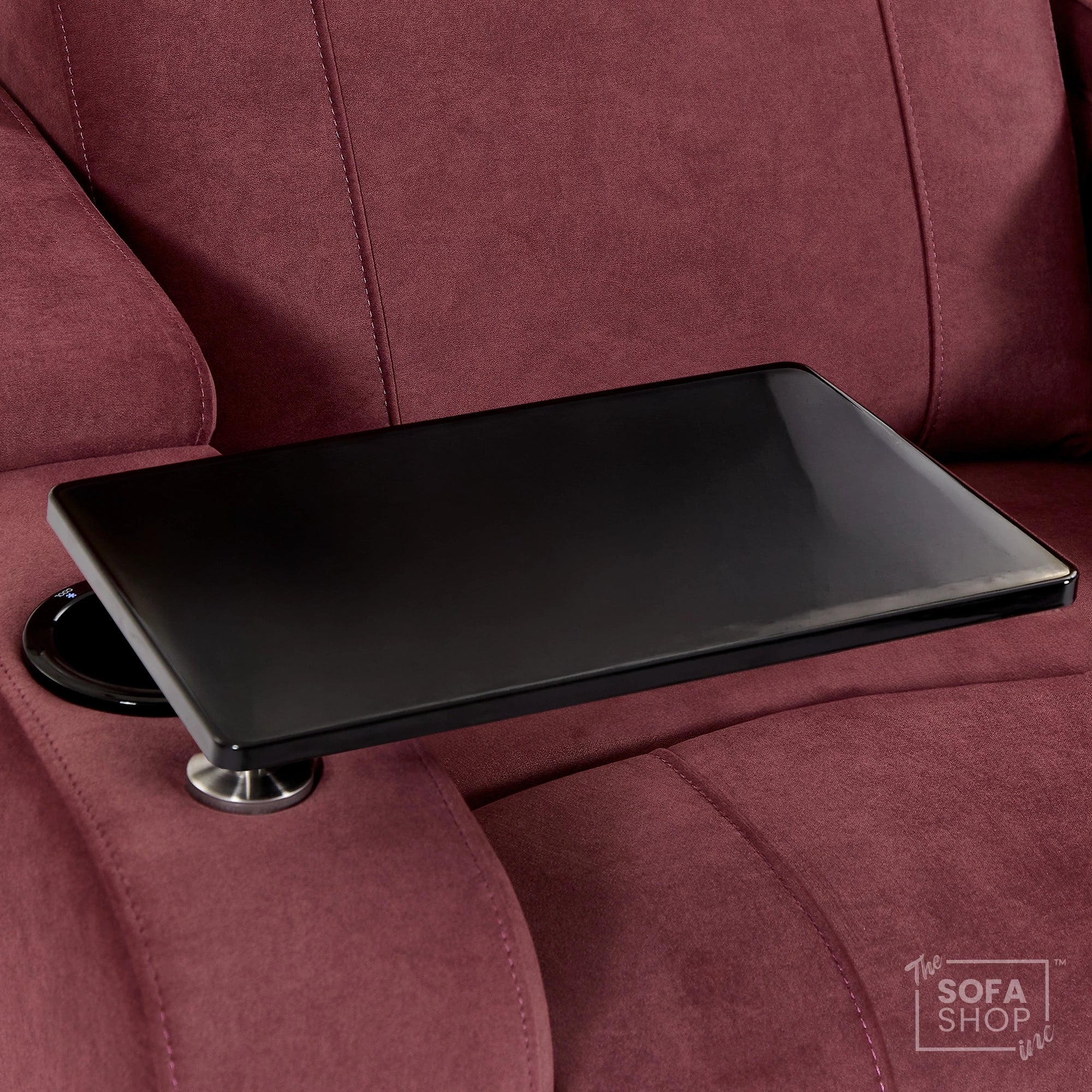 Recliner Chair with Electric Reclining, Massage, USB Ports, Cup Holders & LED Lights, Purple Velvet Fabric Sofa | Rimini | The Sofa Shop - Image 8