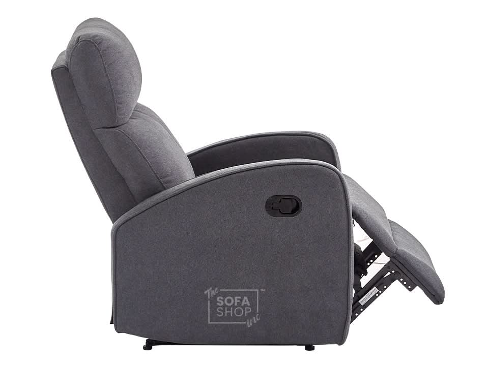 1 Seater Dark Grey Fabric Manual Recliner Armchair With High-Back Support & Comfortable Padding | Parma | The Sofa Shop - Image 10