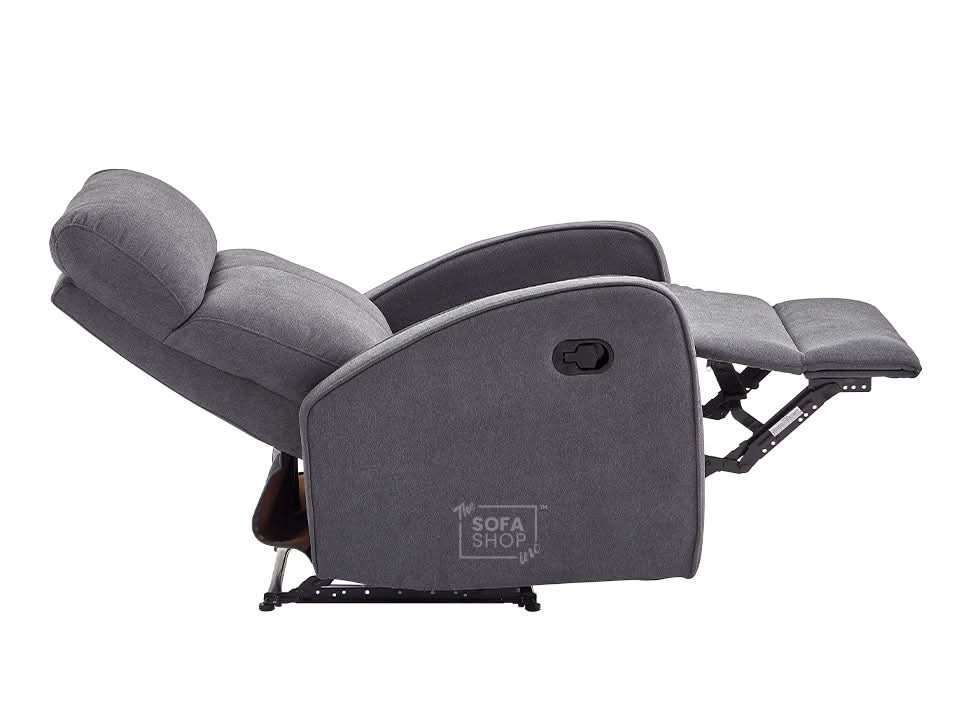 1 Seater Dark Grey Fabric Manual Recliner Armchair With High-Back Support & Comfortable Padding | Parma | The Sofa Shop - Image 11