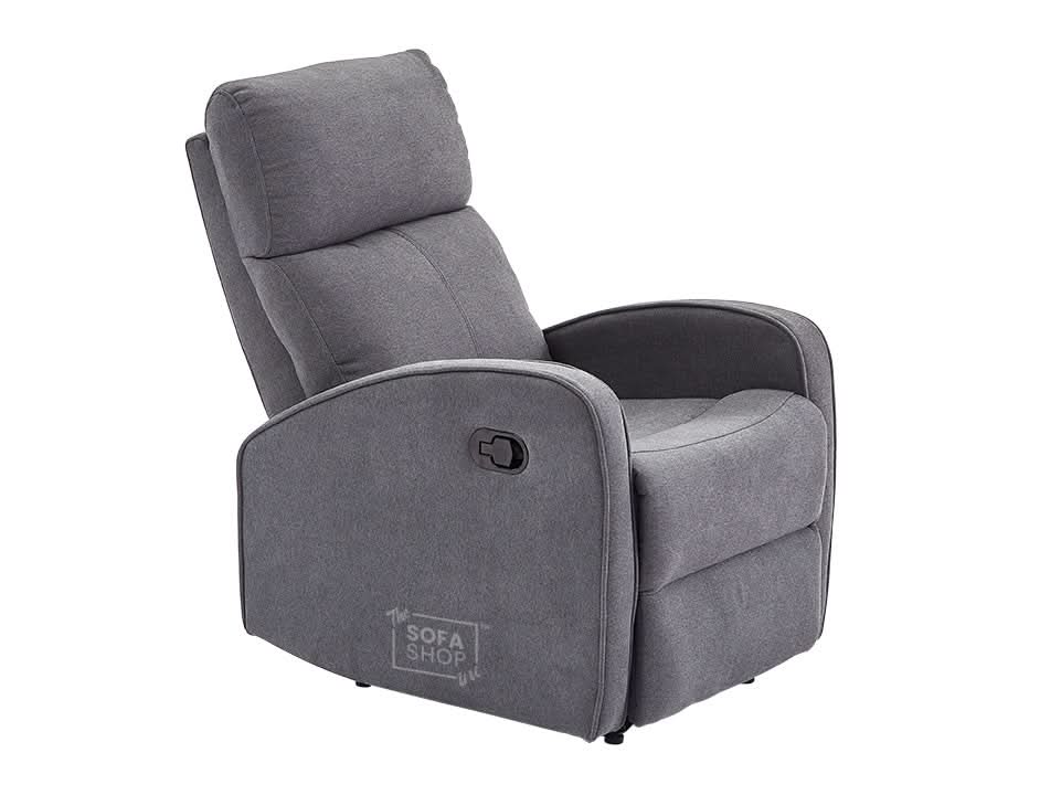 1 Seater Dark Grey Fabric Manual Recliner Armchair With High-Back Support & Comfortable Padding | Parma | The Sofa Shop - Image 12