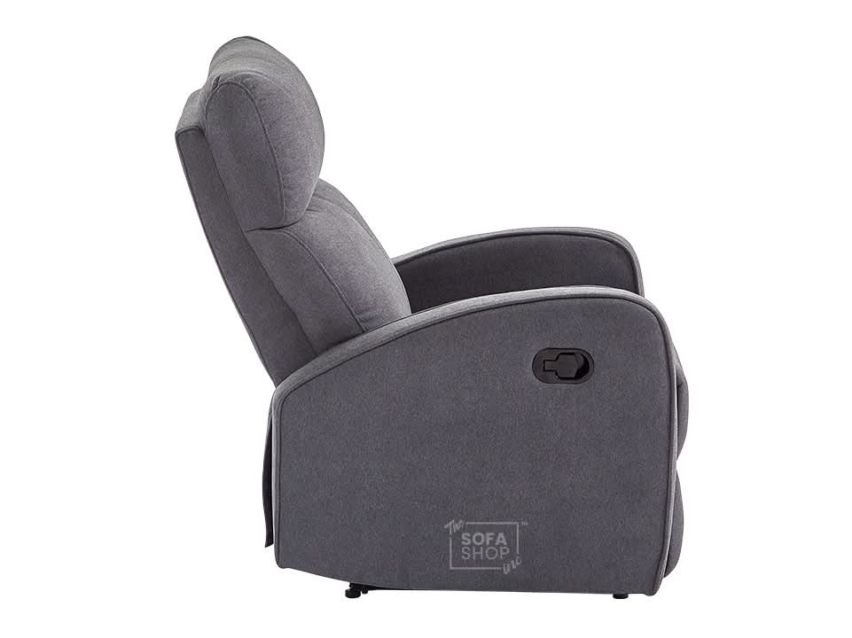 1 Seater Dark Grey Fabric Manual Recliner Armchair With High-Back Support & Comfortable Padding | Parma | The Sofa Shop - Image 14